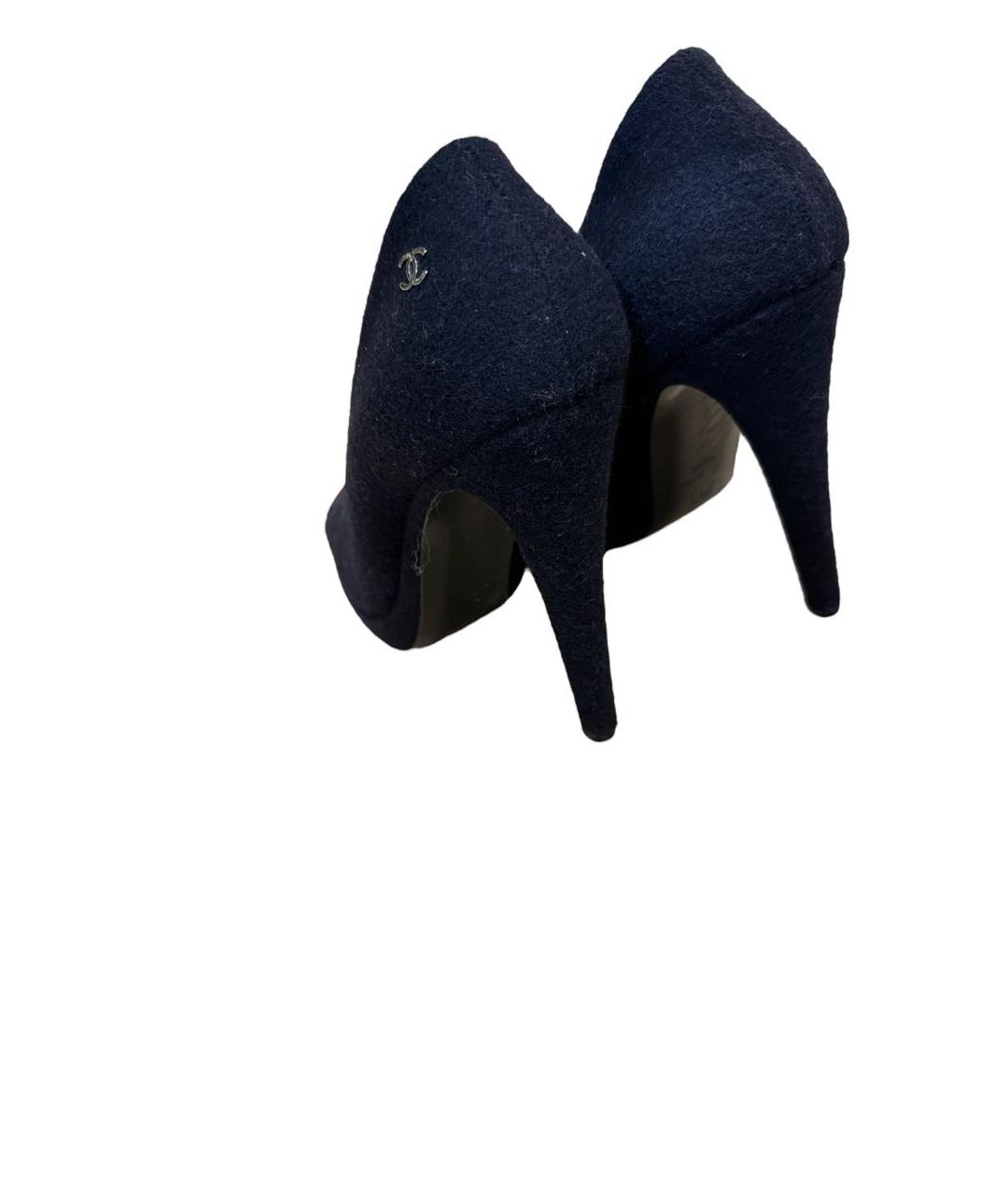 CHANEL PRE-OWNED Темно-синие текстильные туфли, фото 4