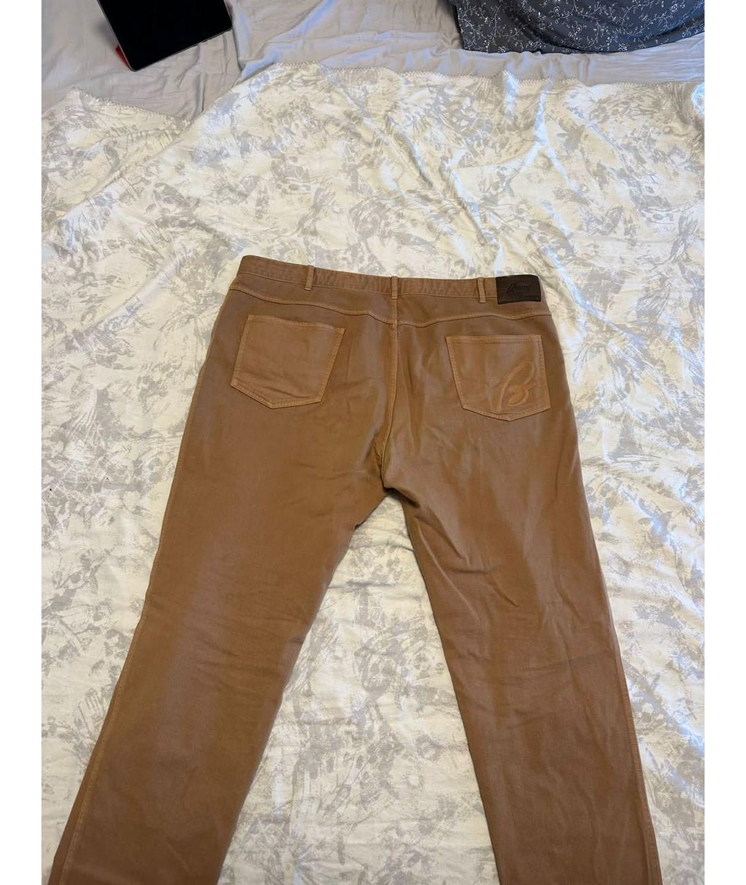 BRIONI Горчичные хлопковые прямые джинсы, фото 2