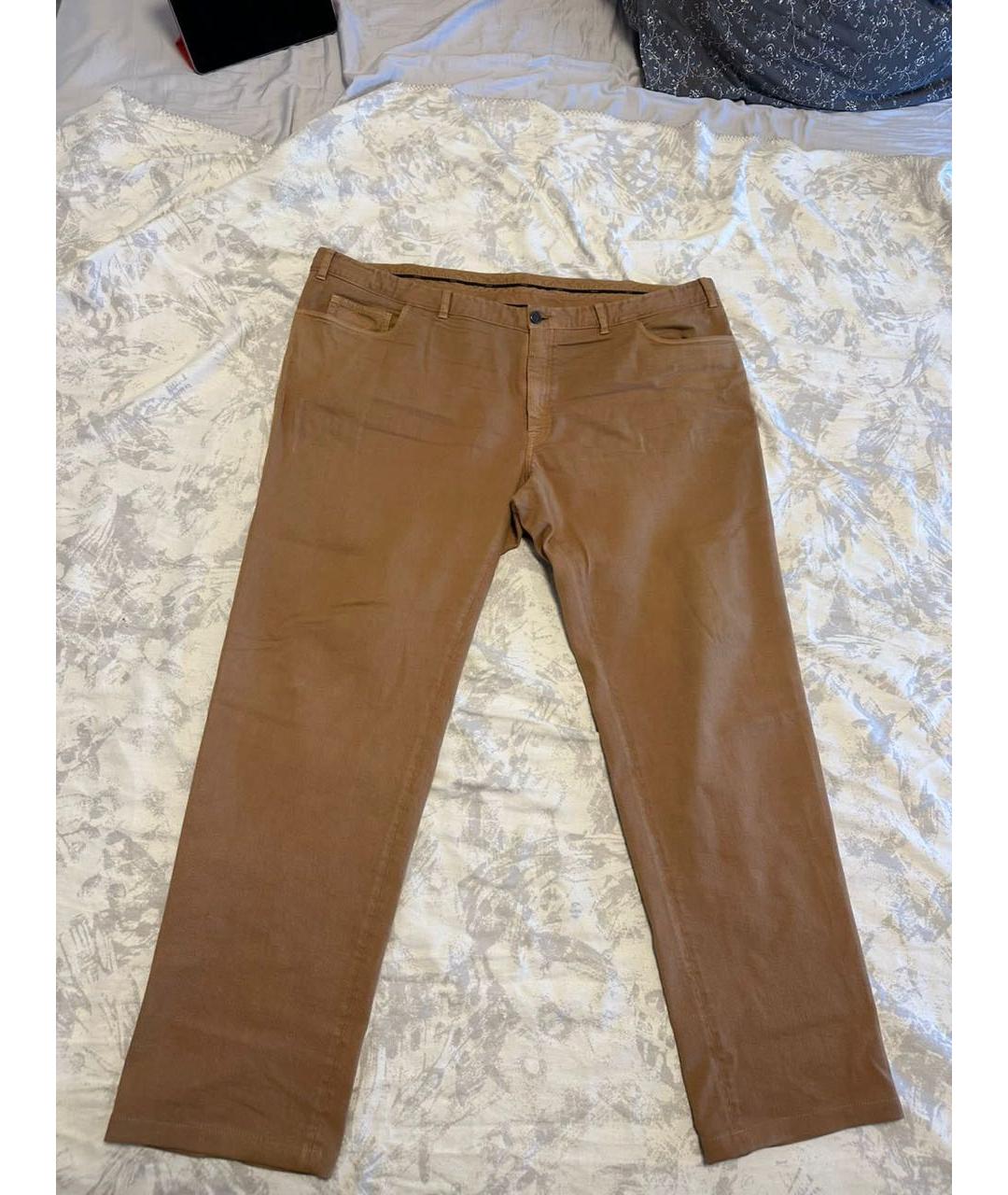 BRIONI Горчичные хлопковые прямые джинсы, фото 4