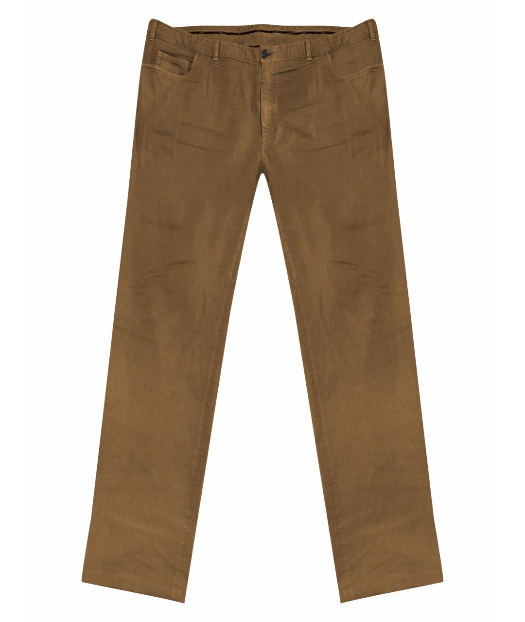BRIONI Горчичные хлопковые прямые джинсы, фото 1