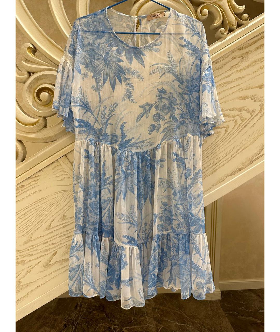 TWIN-SET Голубое полиэстеровое повседневное платье, фото 2