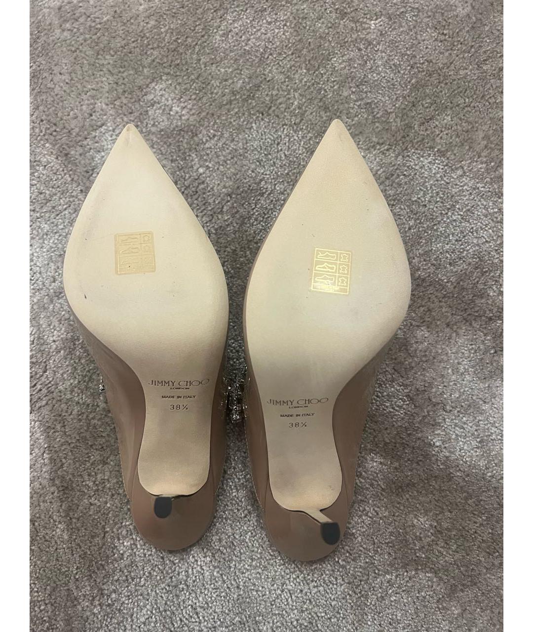 JIMMY CHOO Бежевые мюли из лакированной кожи, фото 6