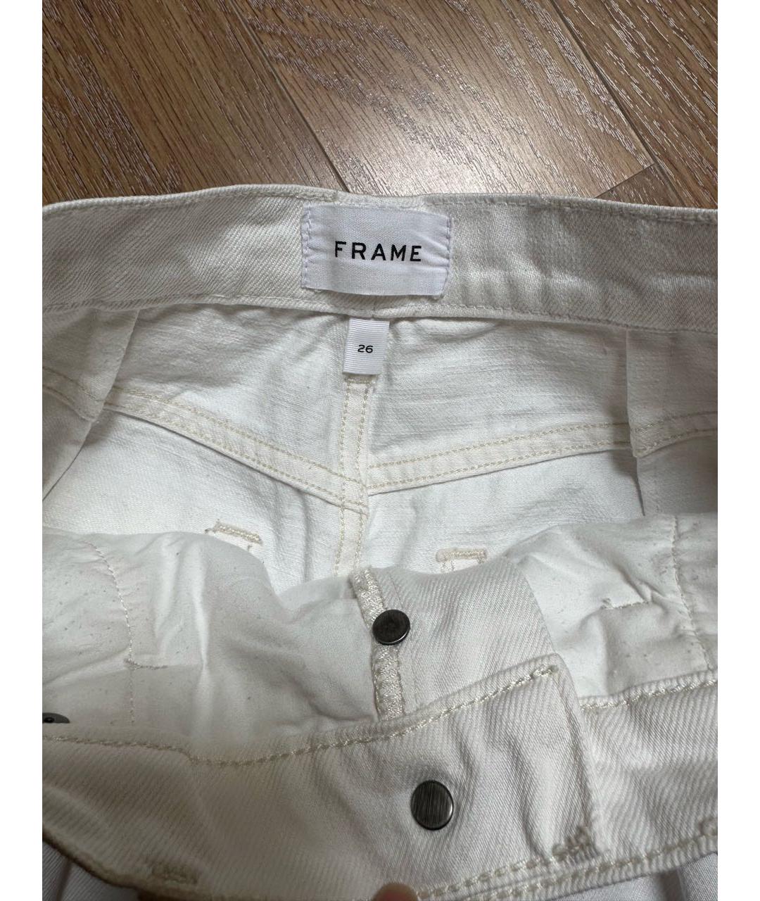 FRAME Белые хлопковые джинсы клеш, фото 4