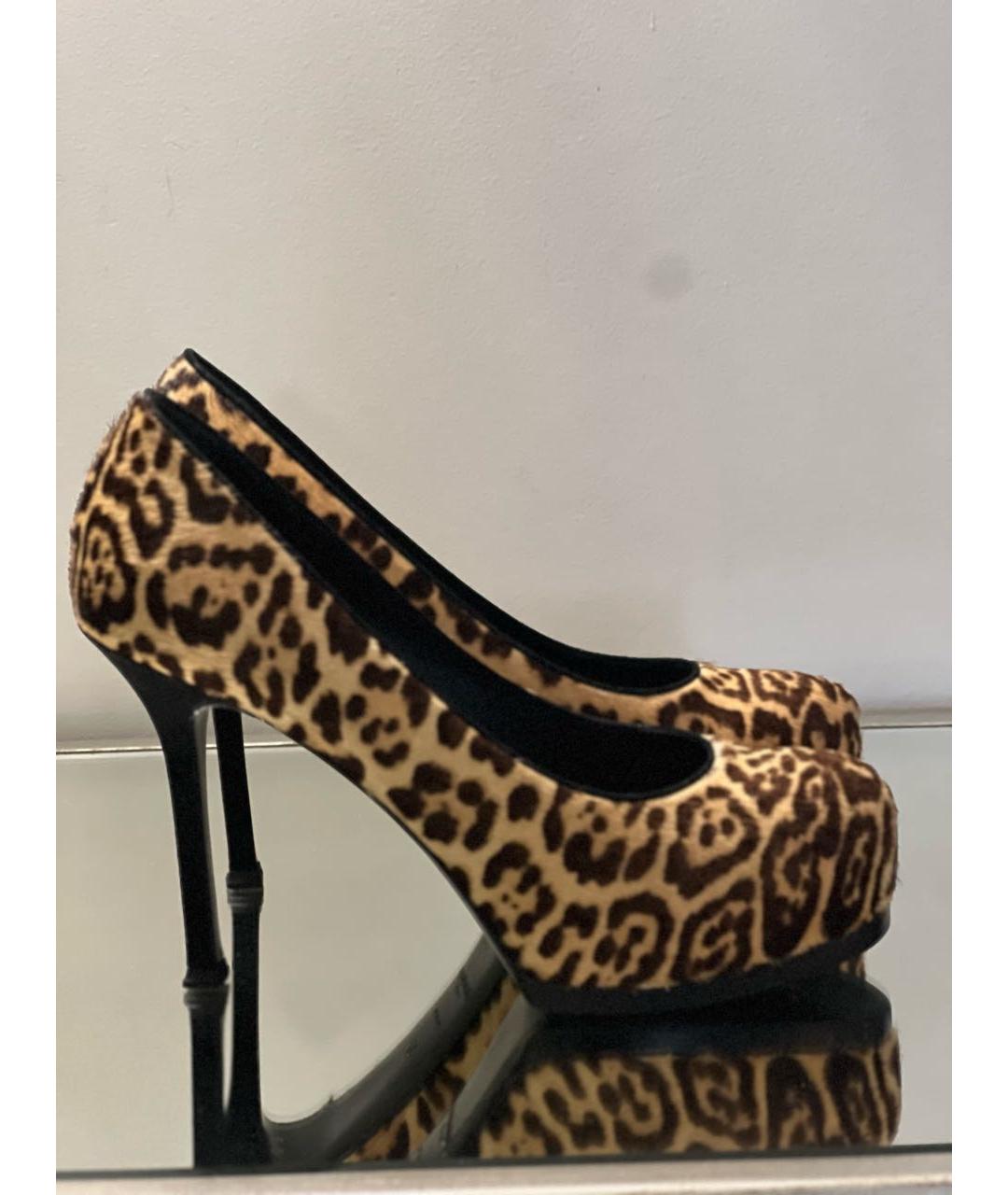 SAINT LAURENT Коричневые кожаные туфли, фото 6