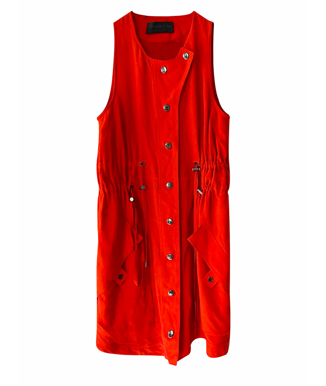 DEREK LAM Красное шелковое повседневное платье, фото 1