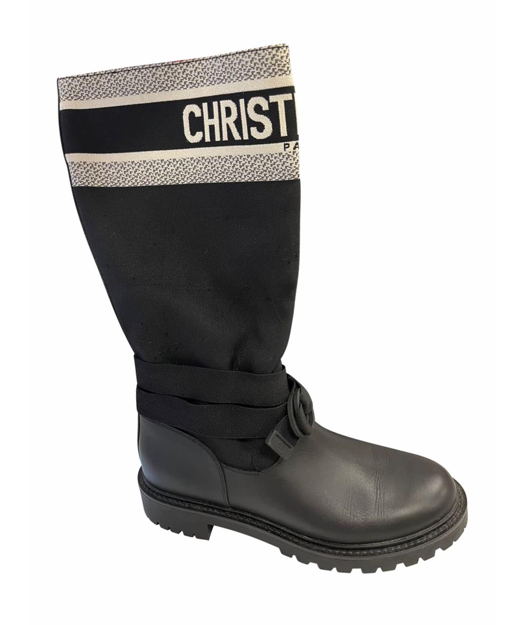 CHRISTIAN DIOR Черные кожаные сапоги, фото 1