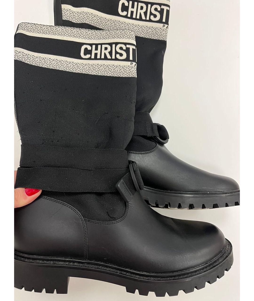 CHRISTIAN DIOR Черные кожаные сапоги, фото 4