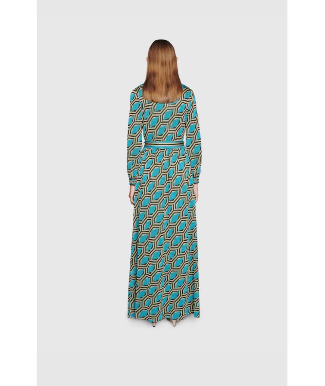 GUCCI Бирюзовое вискозное повседневное платье, фото 2