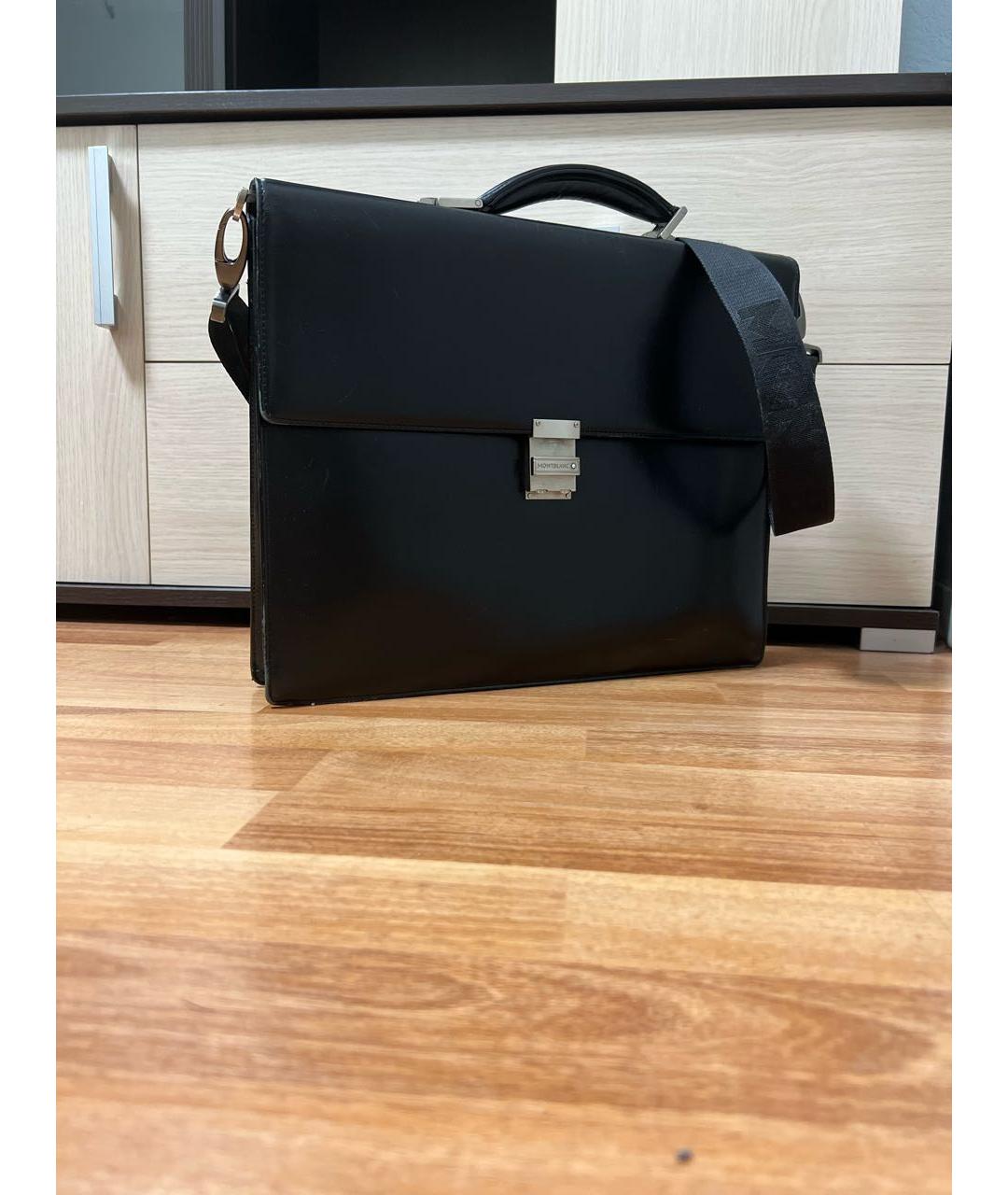 MONTBLANC Черный кожаный портфель, фото 2