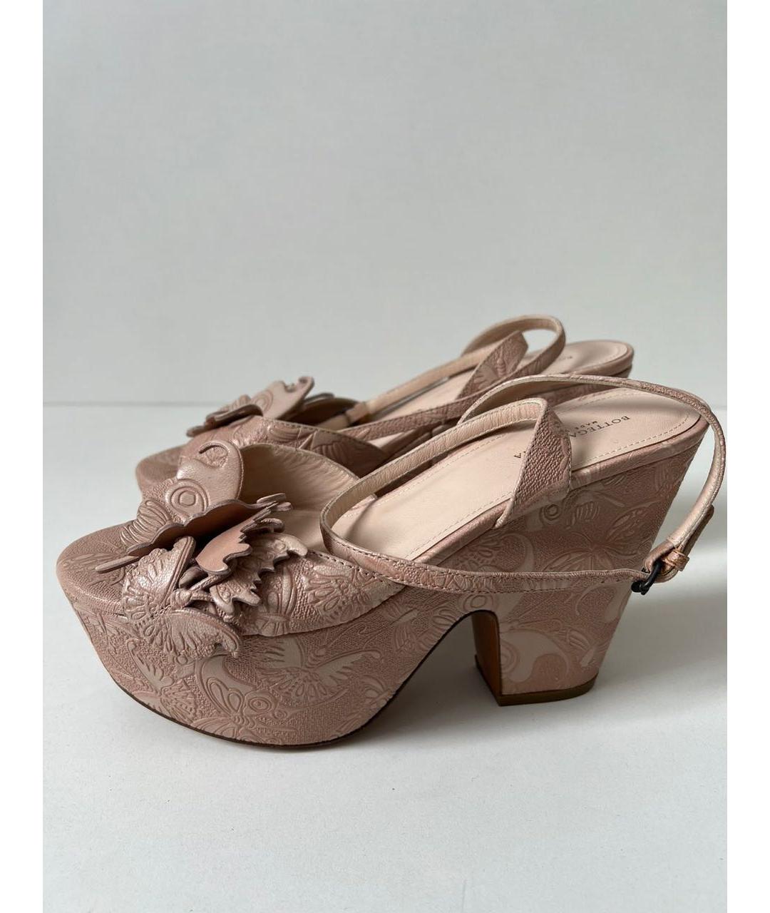BOTTEGA VENETA Розовые кожаные босоножки, фото 3