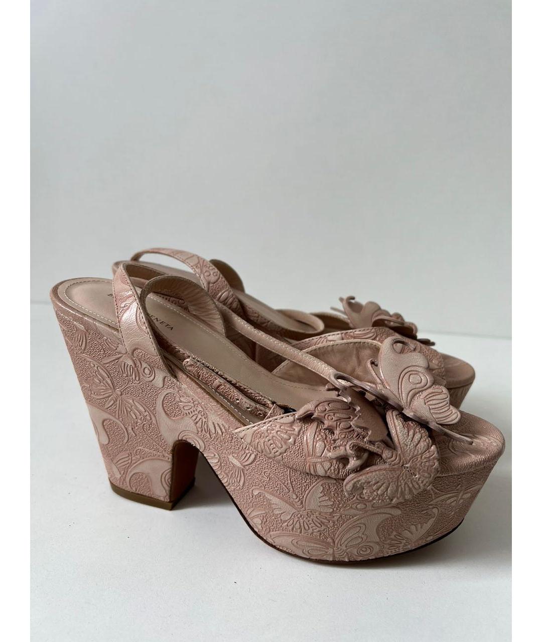 BOTTEGA VENETA Розовые кожаные босоножки, фото 9