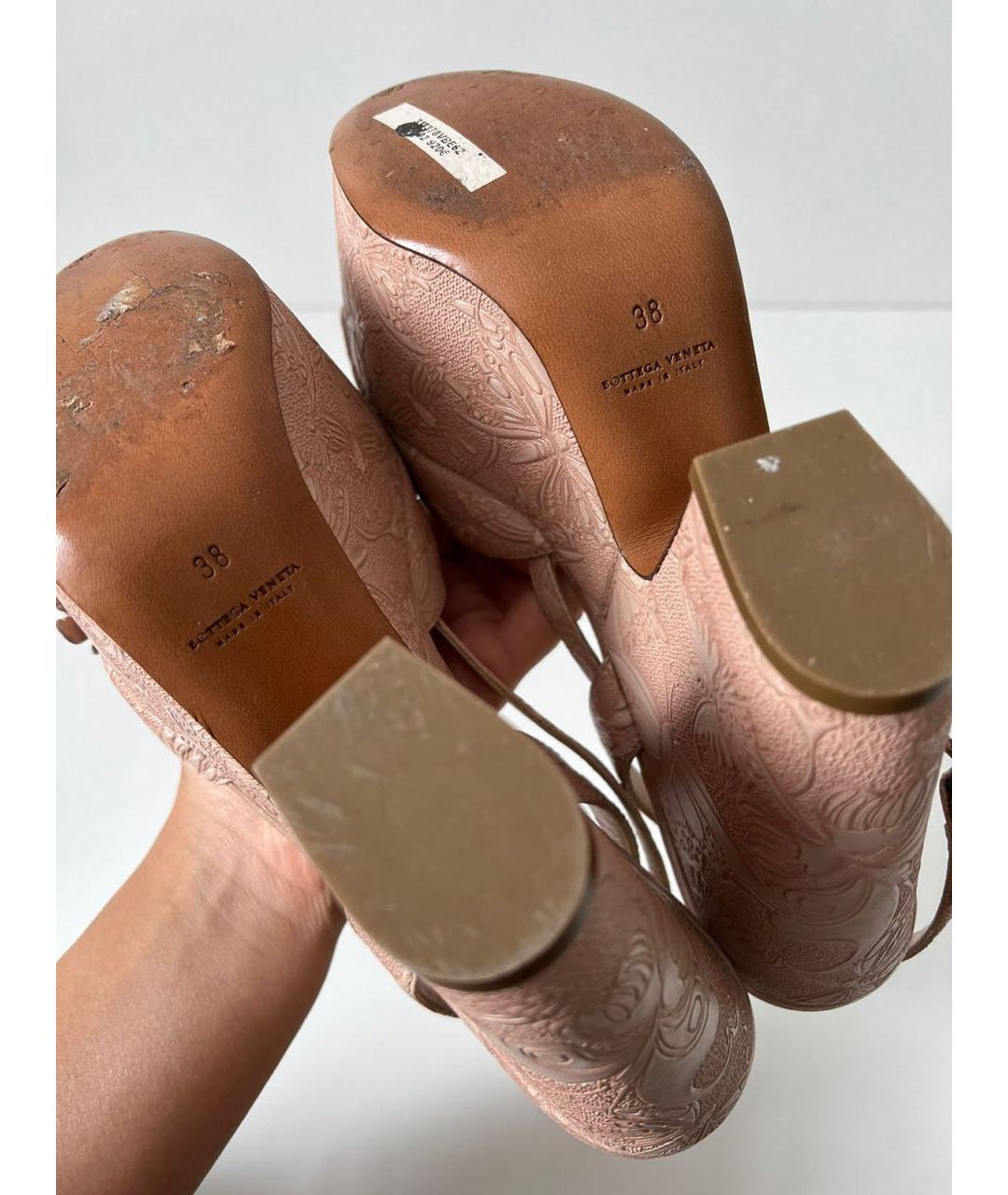 BOTTEGA VENETA Розовые кожаные босоножки, фото 8