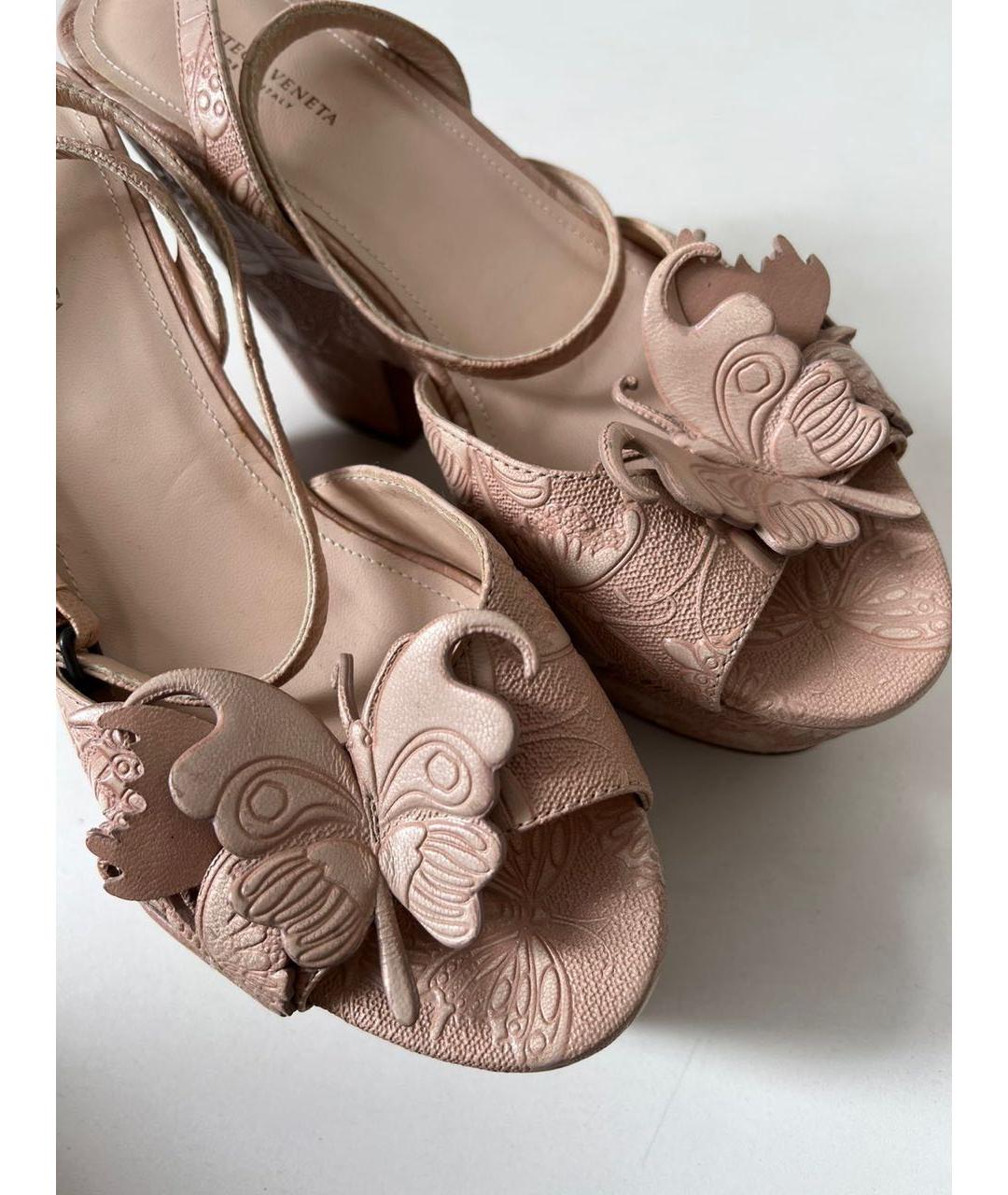 BOTTEGA VENETA Розовые кожаные босоножки, фото 6