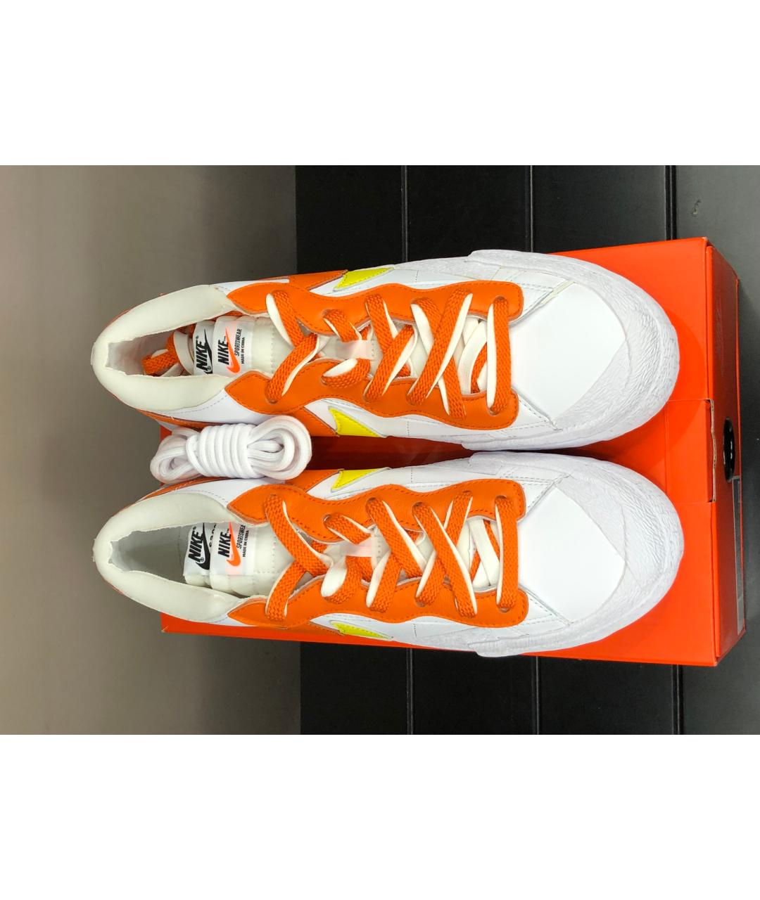 NIKE Оранжевое кожаные низкие кроссовки / кеды, фото 3