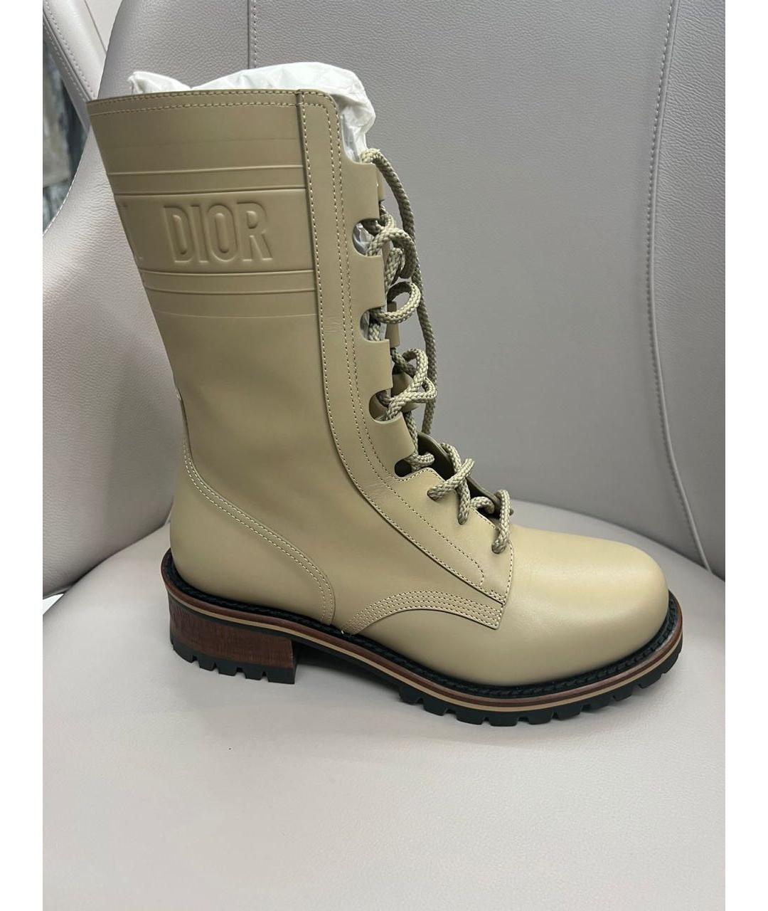 CHRISTIAN DIOR Бежевые кожаные ботинки, фото 5