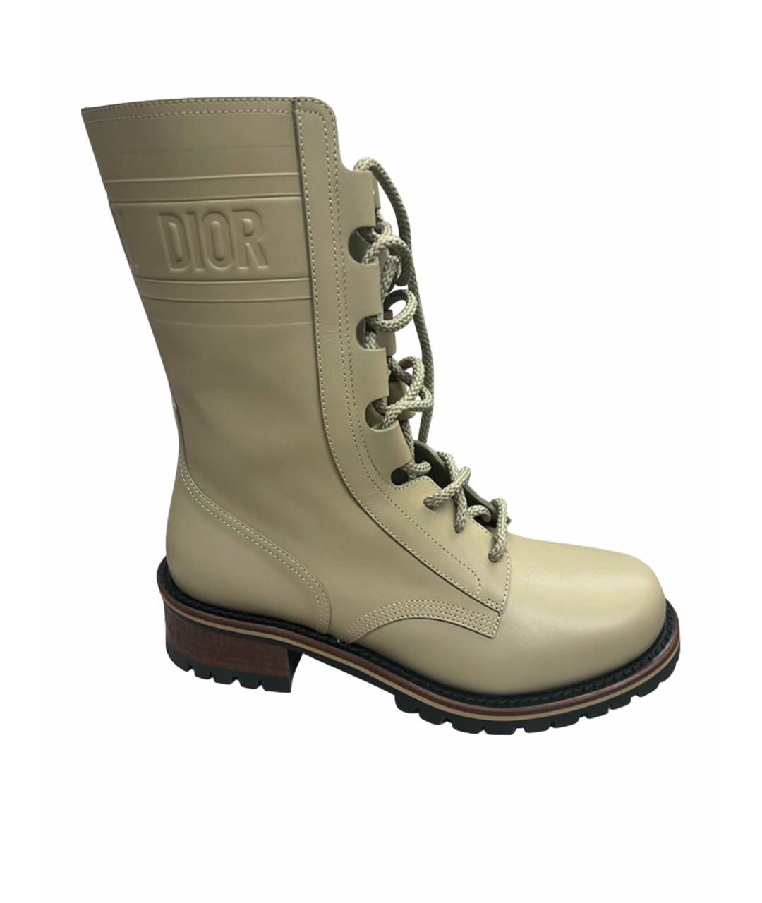 CHRISTIAN DIOR Бежевые кожаные ботинки, фото 1