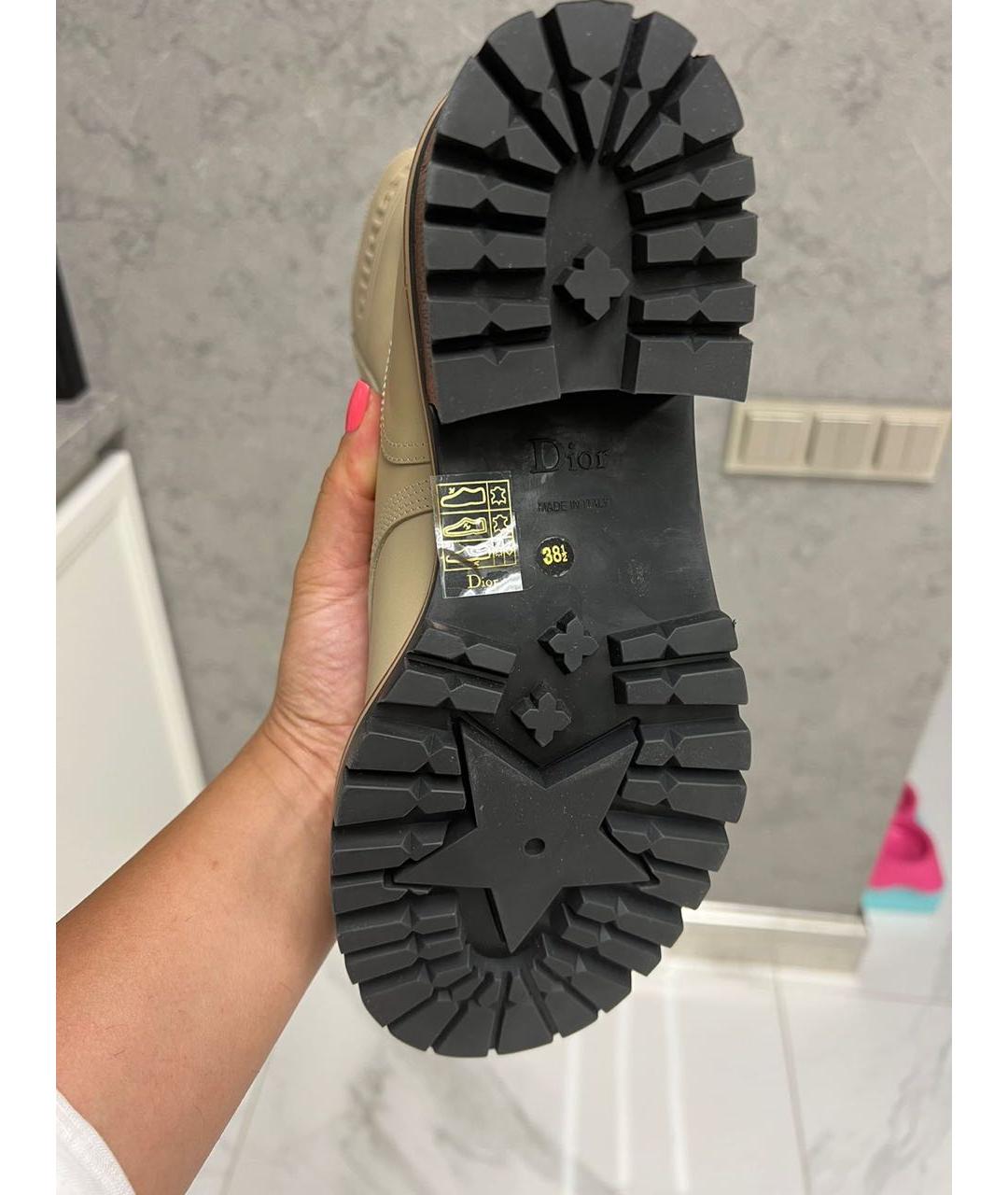 CHRISTIAN DIOR Бежевые кожаные ботинки, фото 7