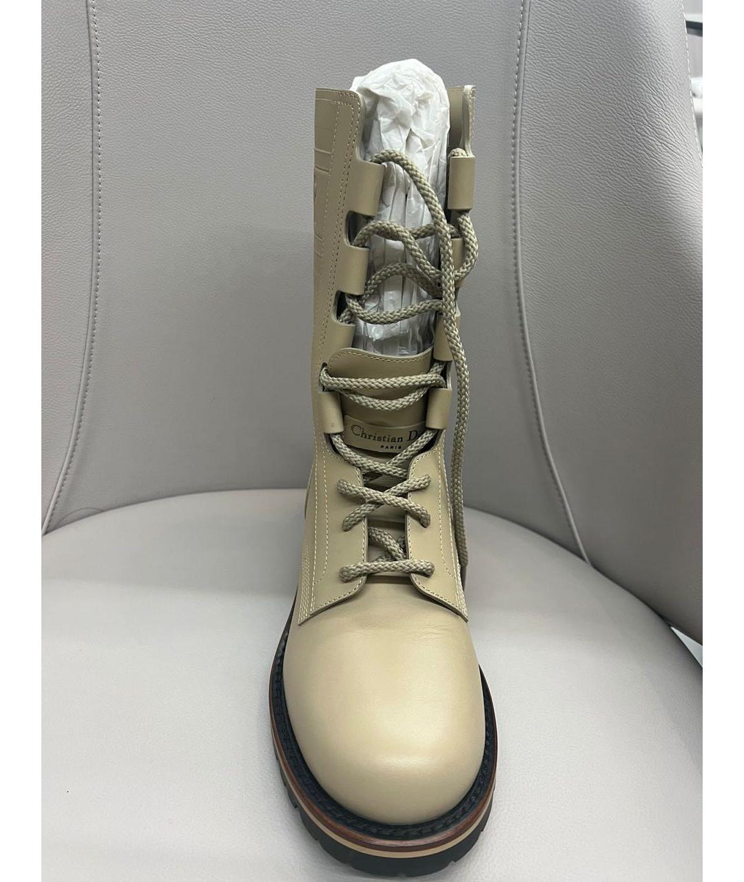 CHRISTIAN DIOR Бежевые кожаные ботинки, фото 2