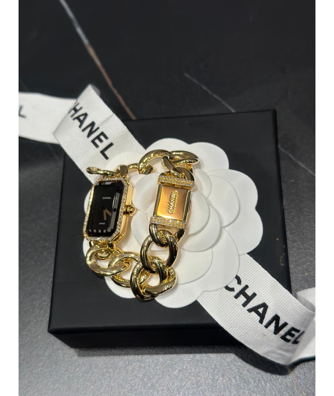 CHANEL Черные часы из желтого золота, фото 4