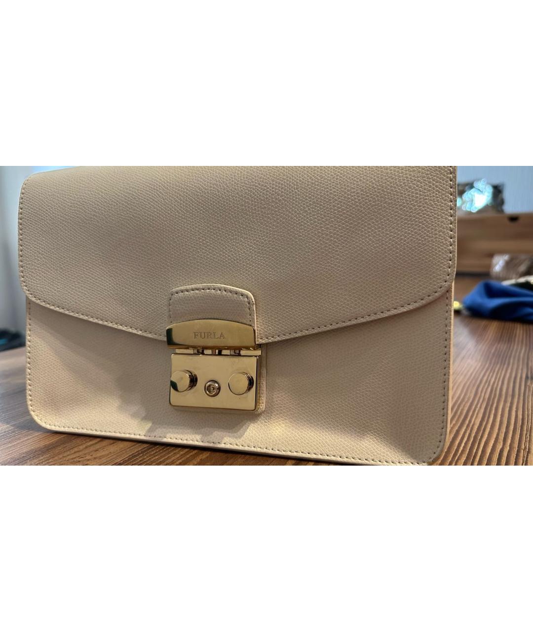FURLA Бежевая кожаная сумка через плечо, фото 2