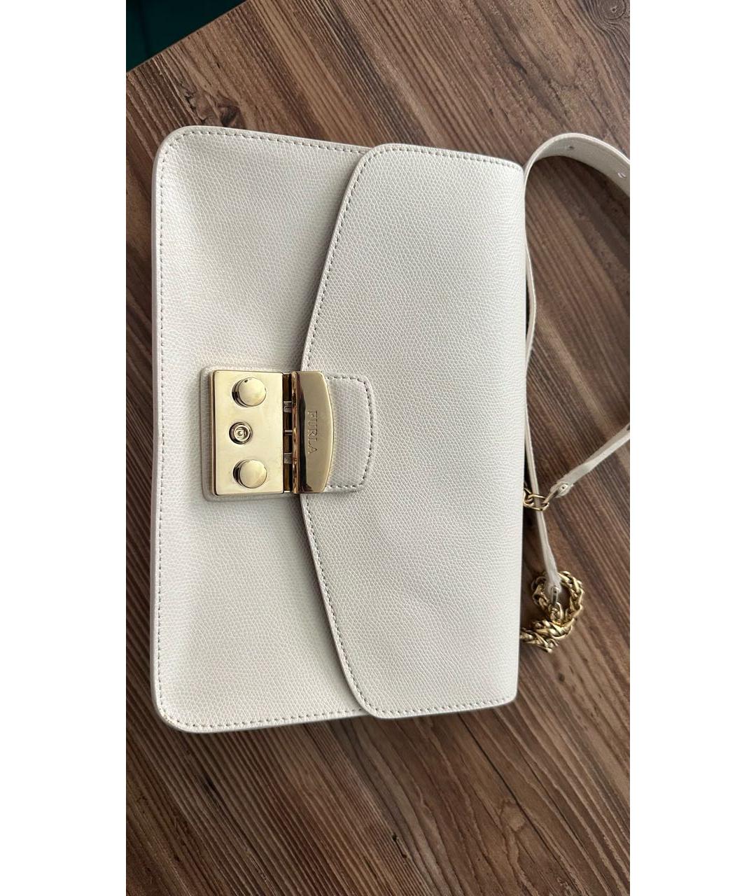 FURLA Бежевая кожаная сумка через плечо, фото 7