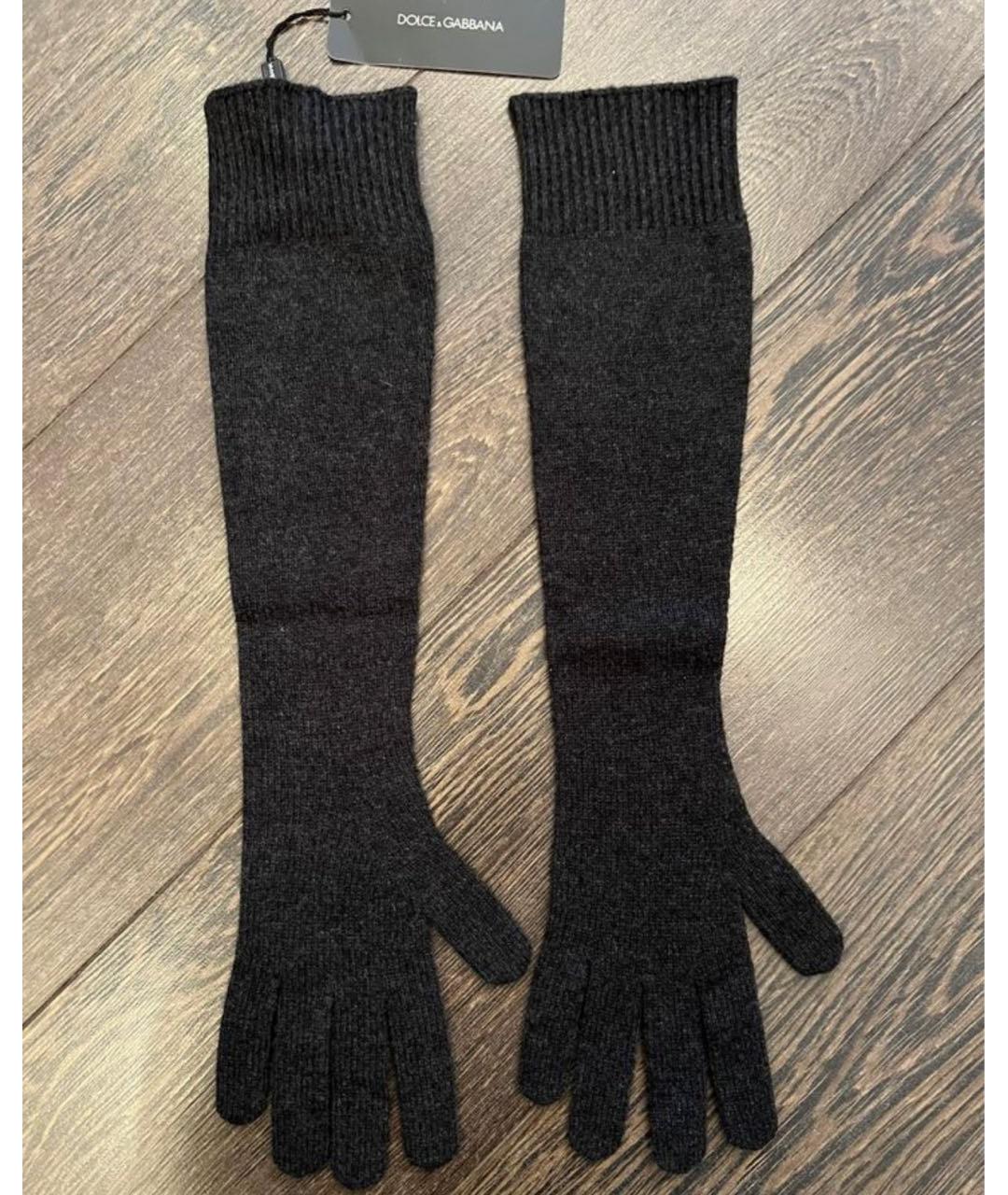 DOLCE&GABBANA Антрацитовые кашемировые перчатки, фото 5
