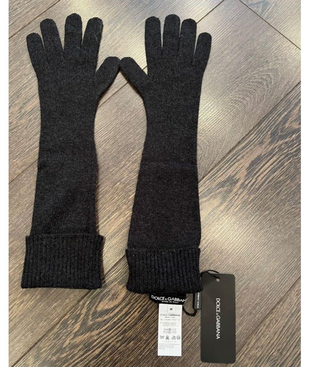 DOLCE&GABBANA Антрацитовые кашемировые перчатки, фото 3