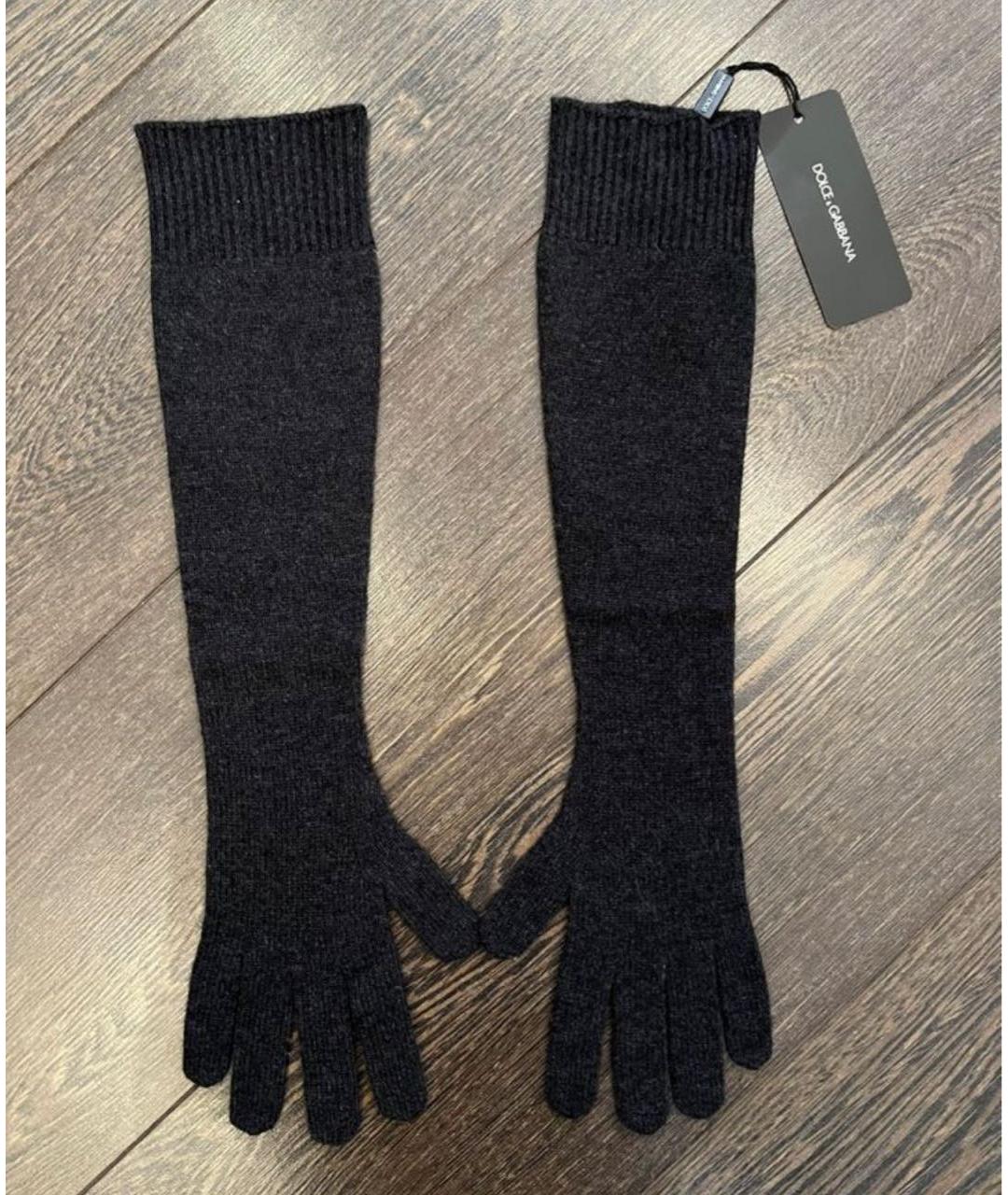 DOLCE&GABBANA Антрацитовые кашемировые перчатки, фото 2