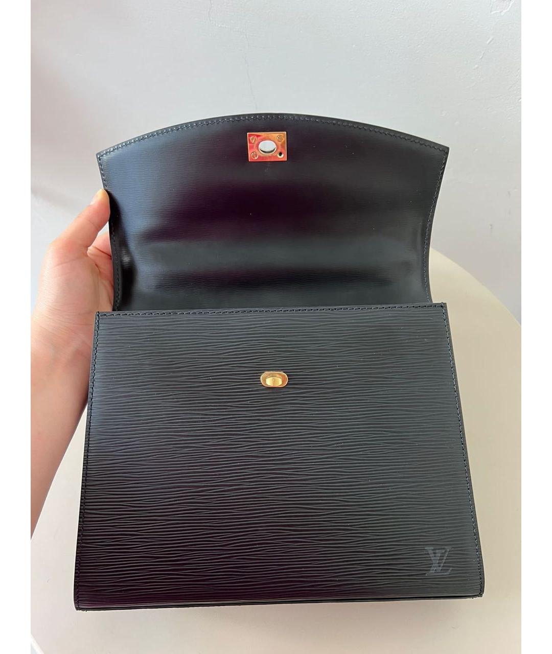 LOUIS VUITTON Черная кожаная сумка тоут, фото 6