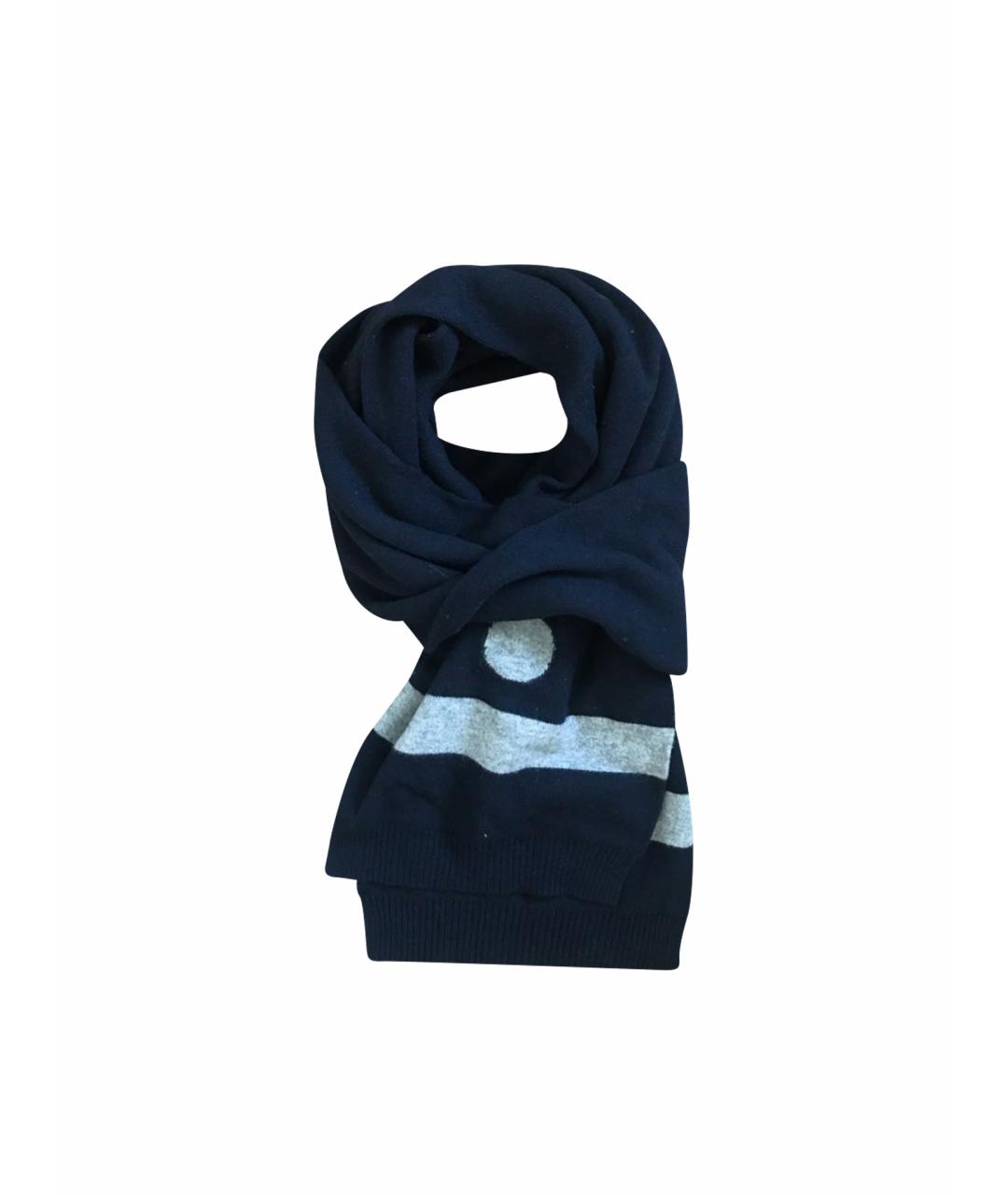 YOHJI YAMAMOTO Темно-синий шерстяной шарф, фото 1