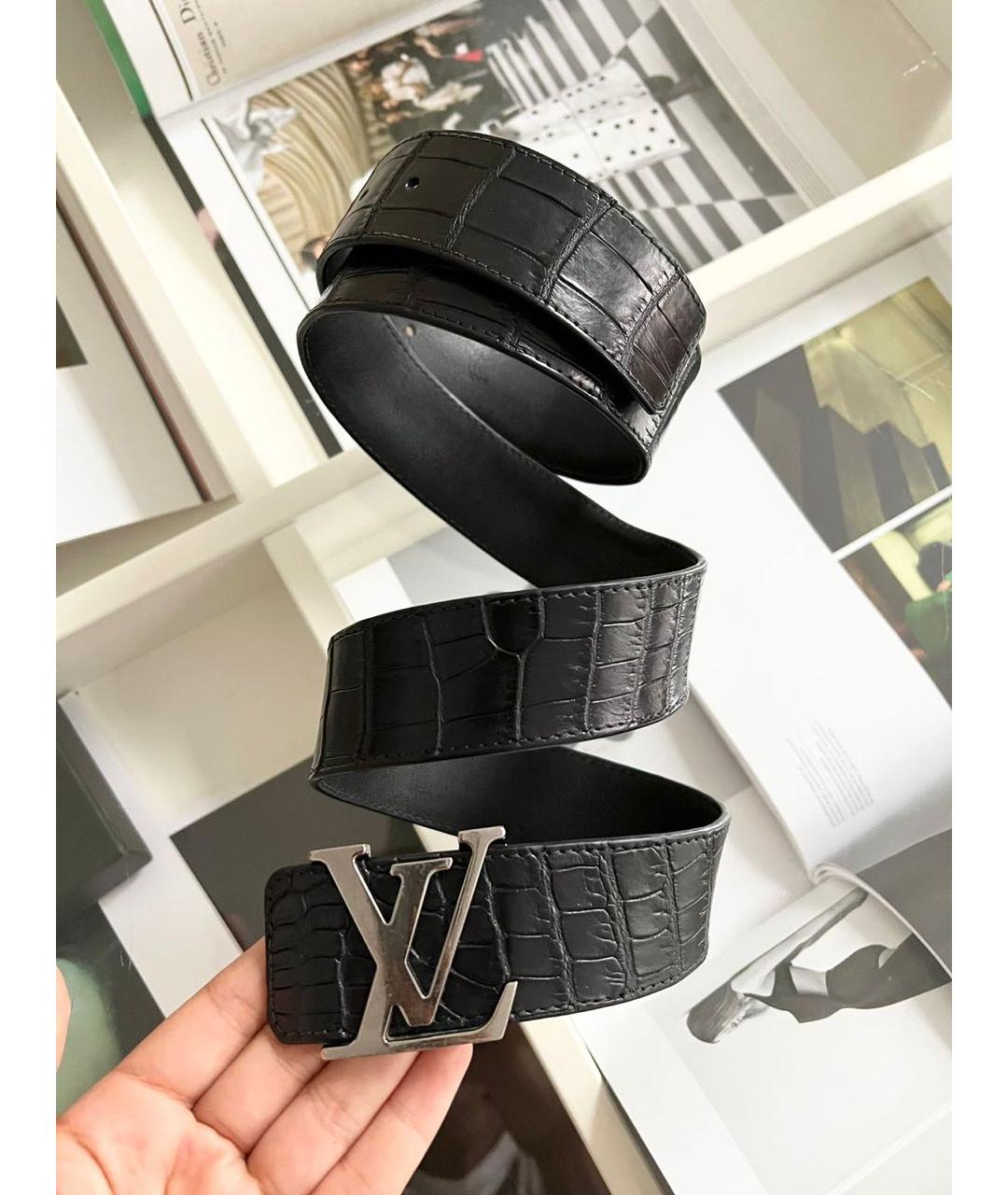 LOUIS VUITTON Черный ремень из экзотической кожи, фото 9