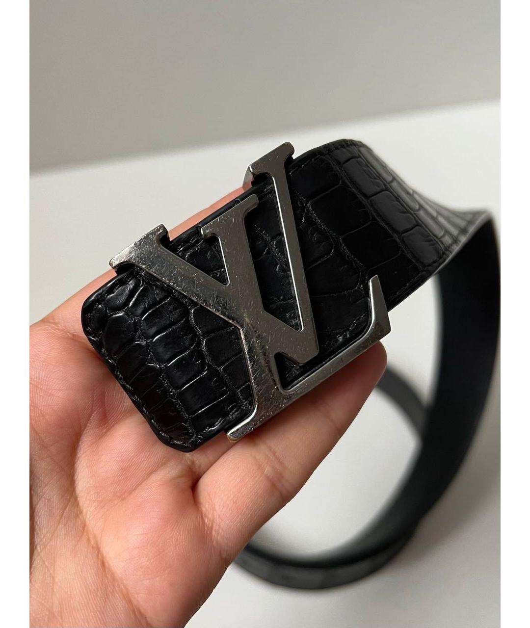LOUIS VUITTON Черный ремень из экзотической кожи, фото 4