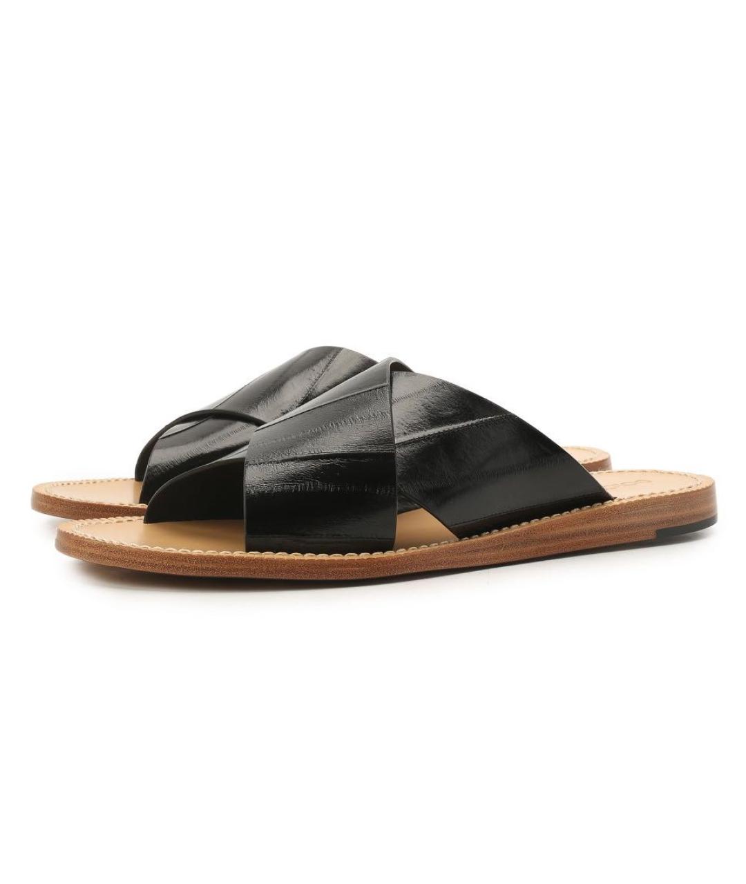 DOLCE&GABBANA Черные кожаные шлепанцы, фото 5