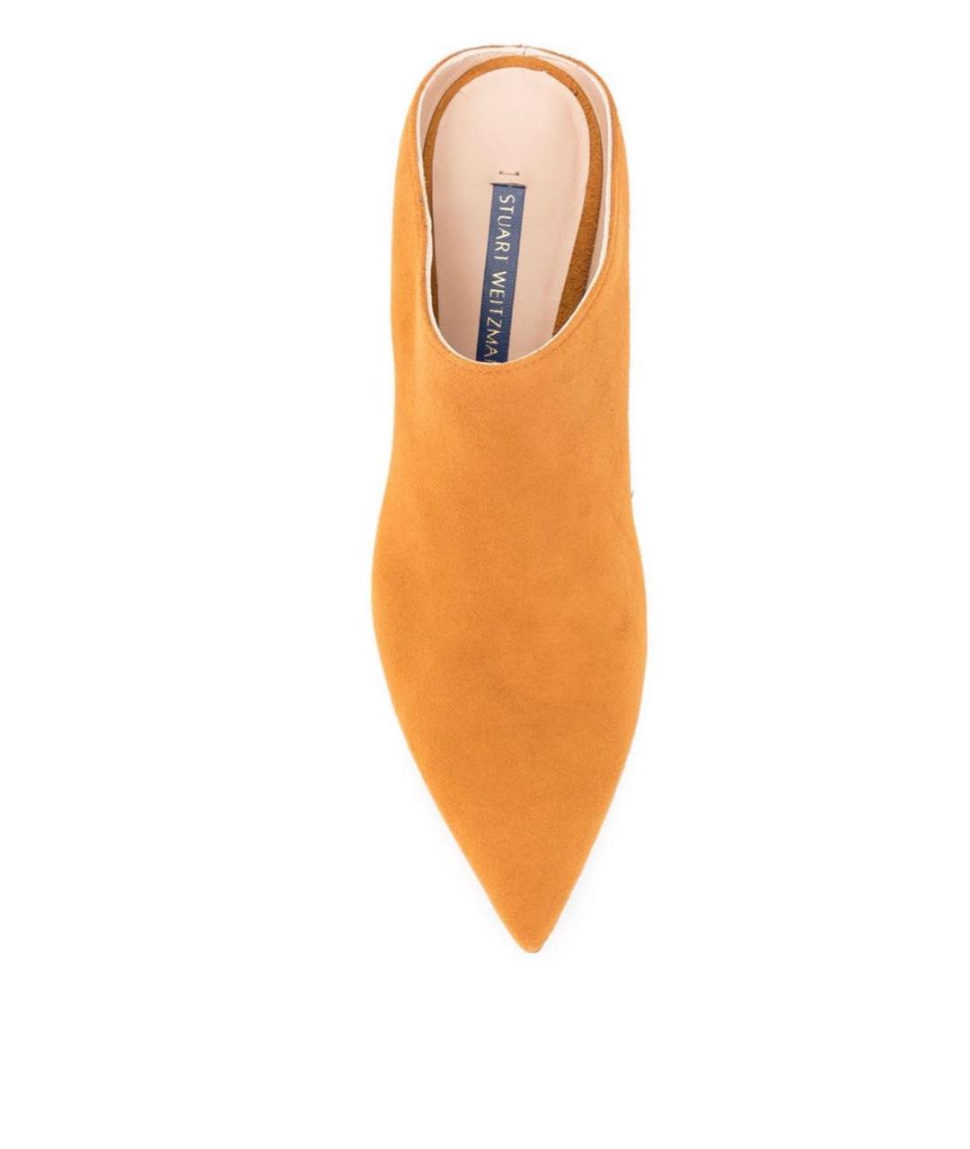 STUART WEITZMAN Горчичные замшевые мюли, фото 3