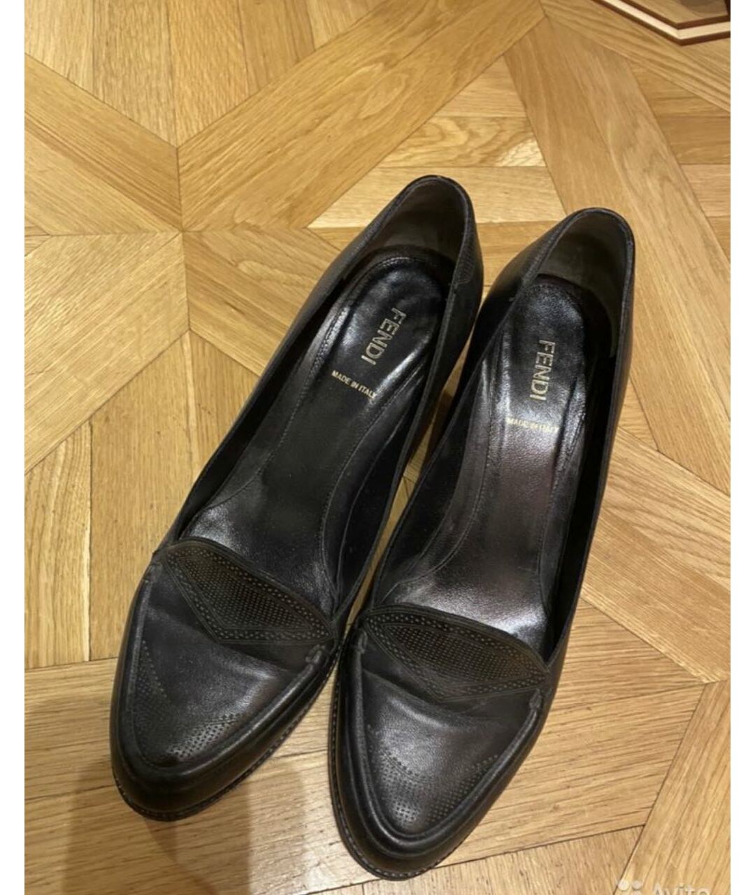 FENDI Черные кожаные туфли, фото 5