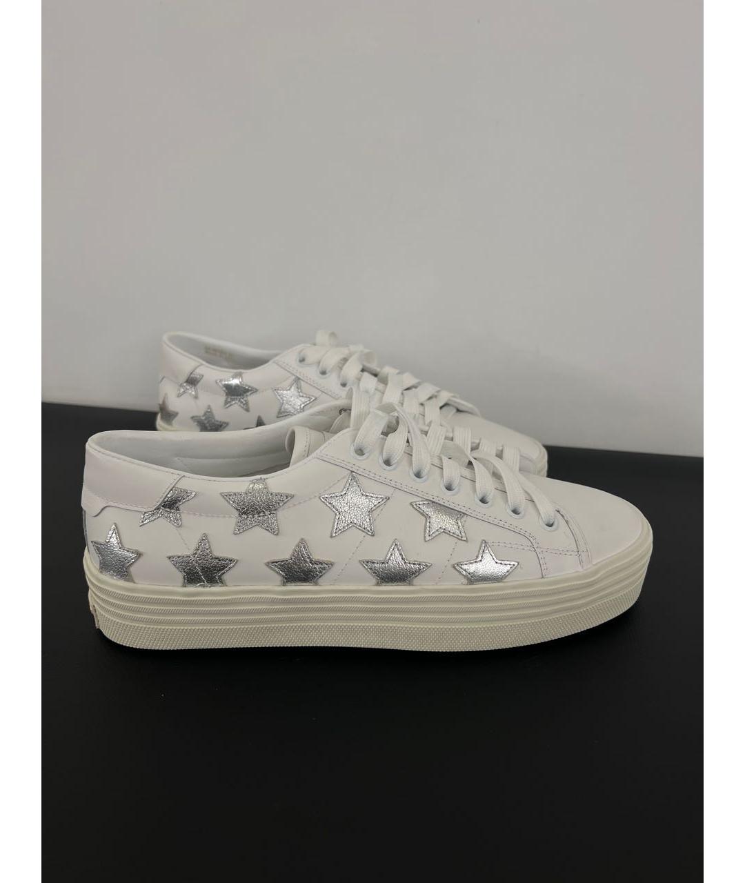 SAINT LAURENT Белые кожаные кроссовки, фото 2