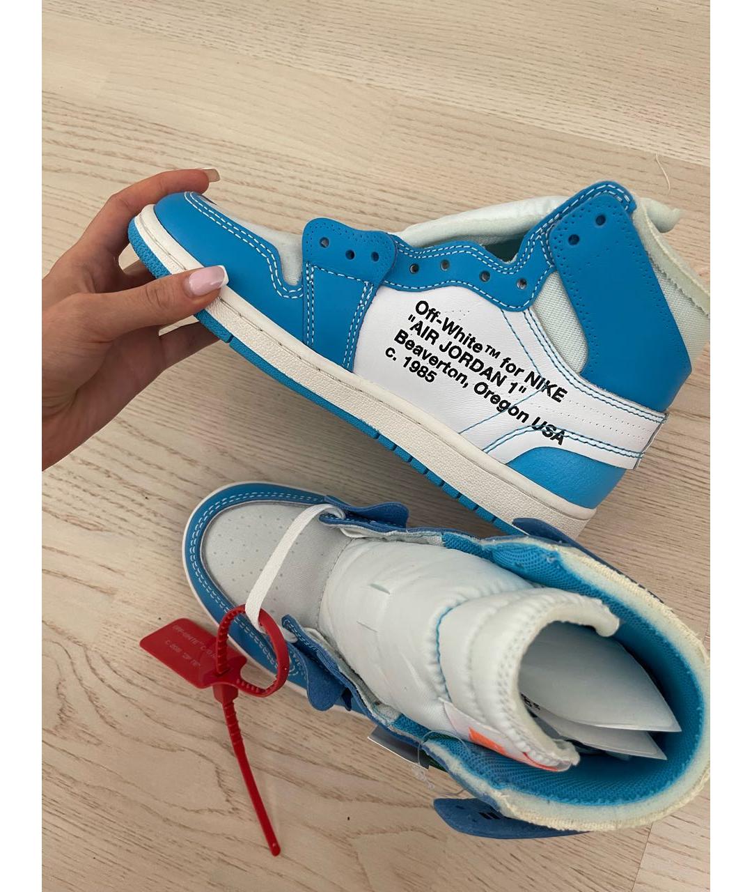 NIKE X OFF-WHITE Голубые кожаные кроссовки, фото 4