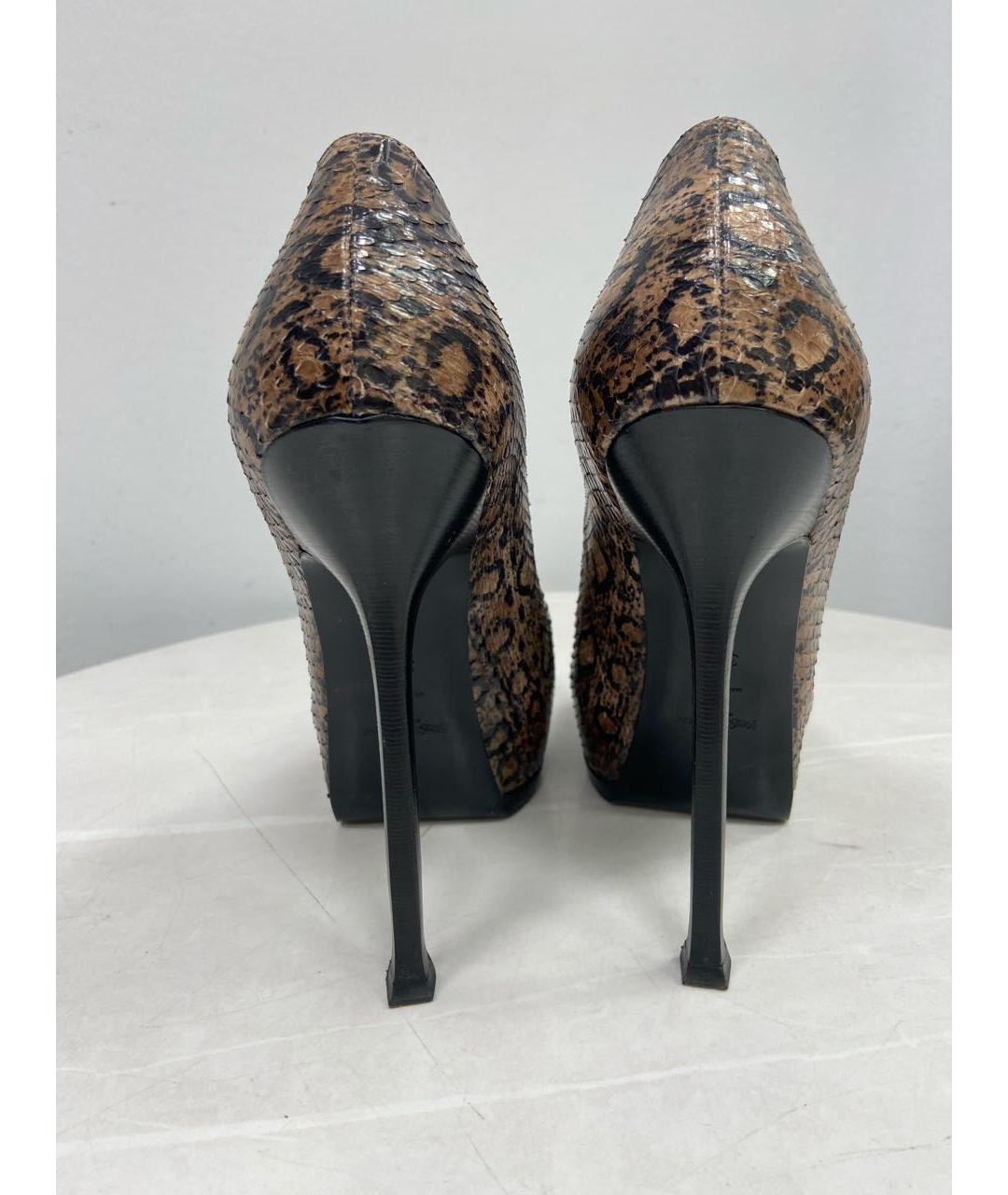 SAINT LAURENT Коричневые туфли из экзотической кожи, фото 4