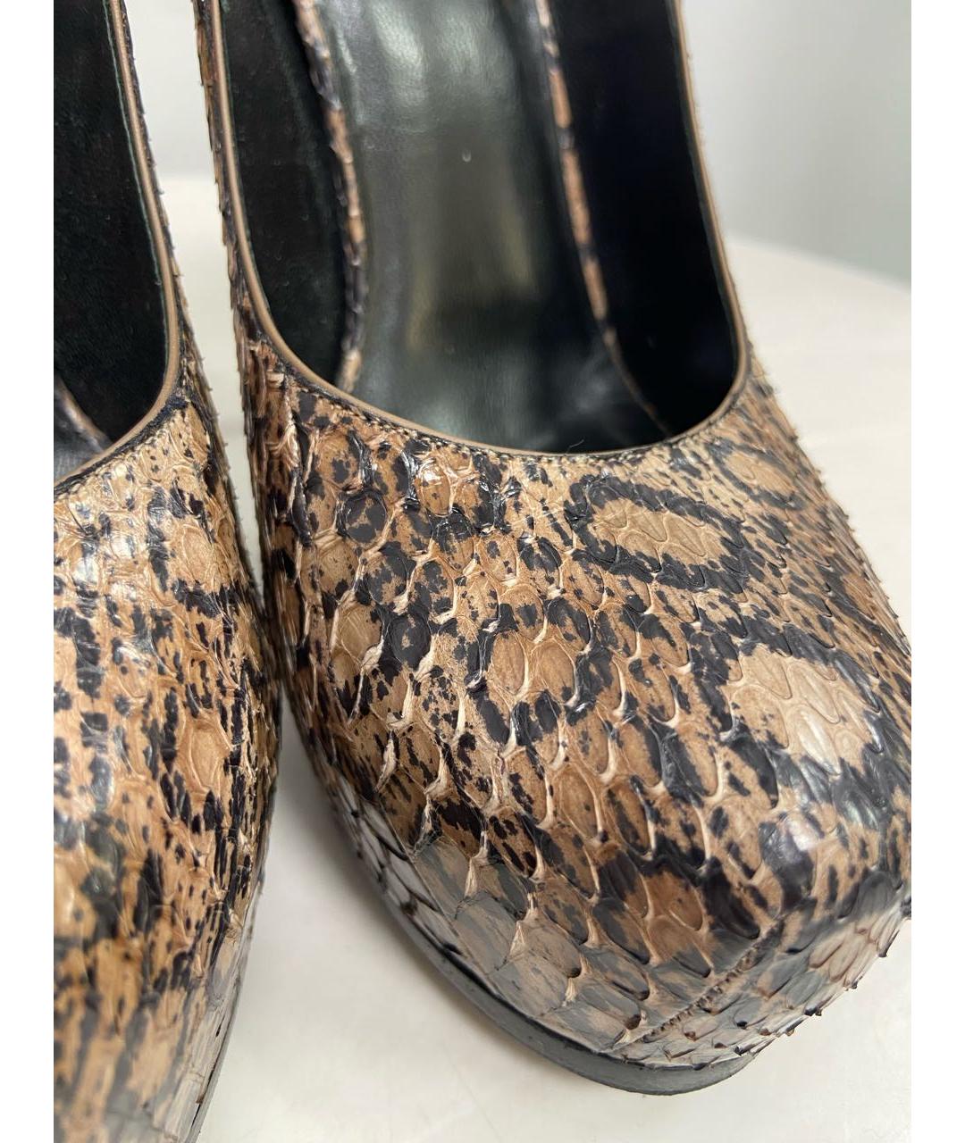 SAINT LAURENT Коричневые туфли из экзотической кожи, фото 6