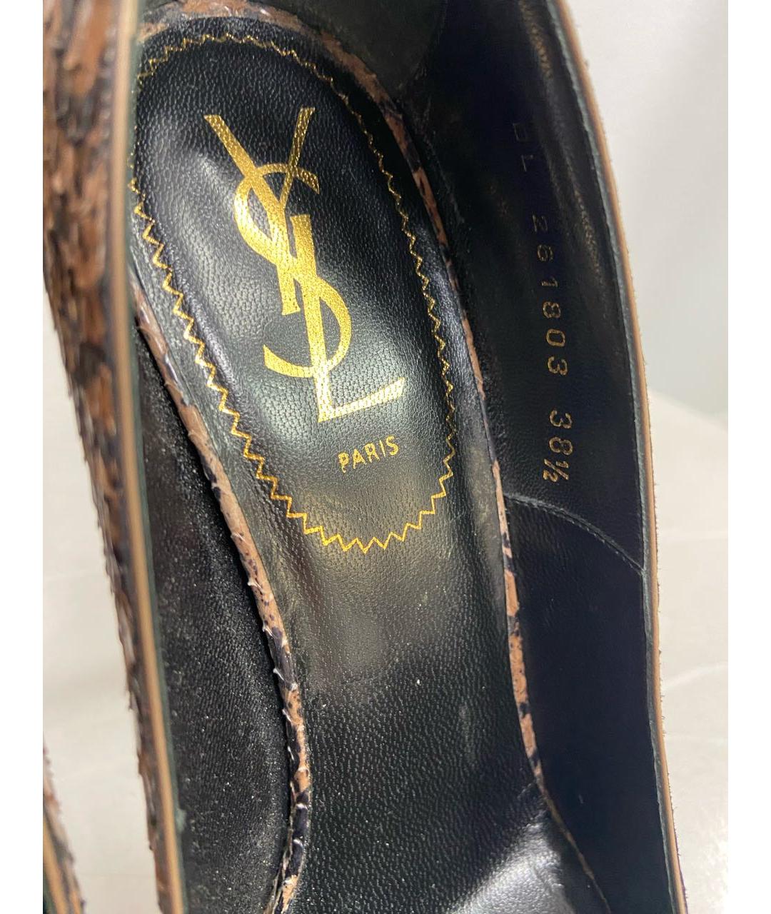 SAINT LAURENT Коричневые туфли из экзотической кожи, фото 7