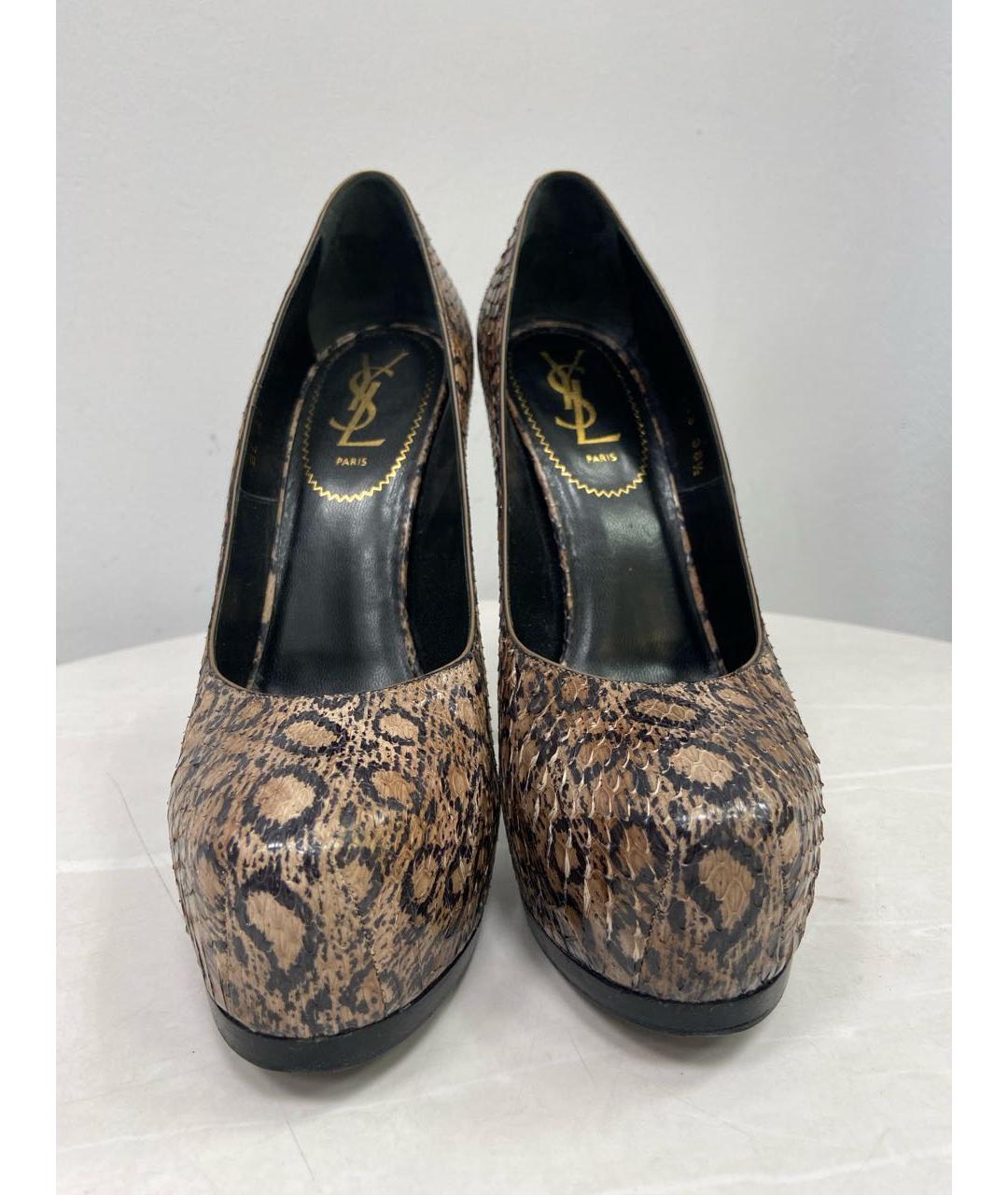 SAINT LAURENT Коричневые туфли из экзотической кожи, фото 2