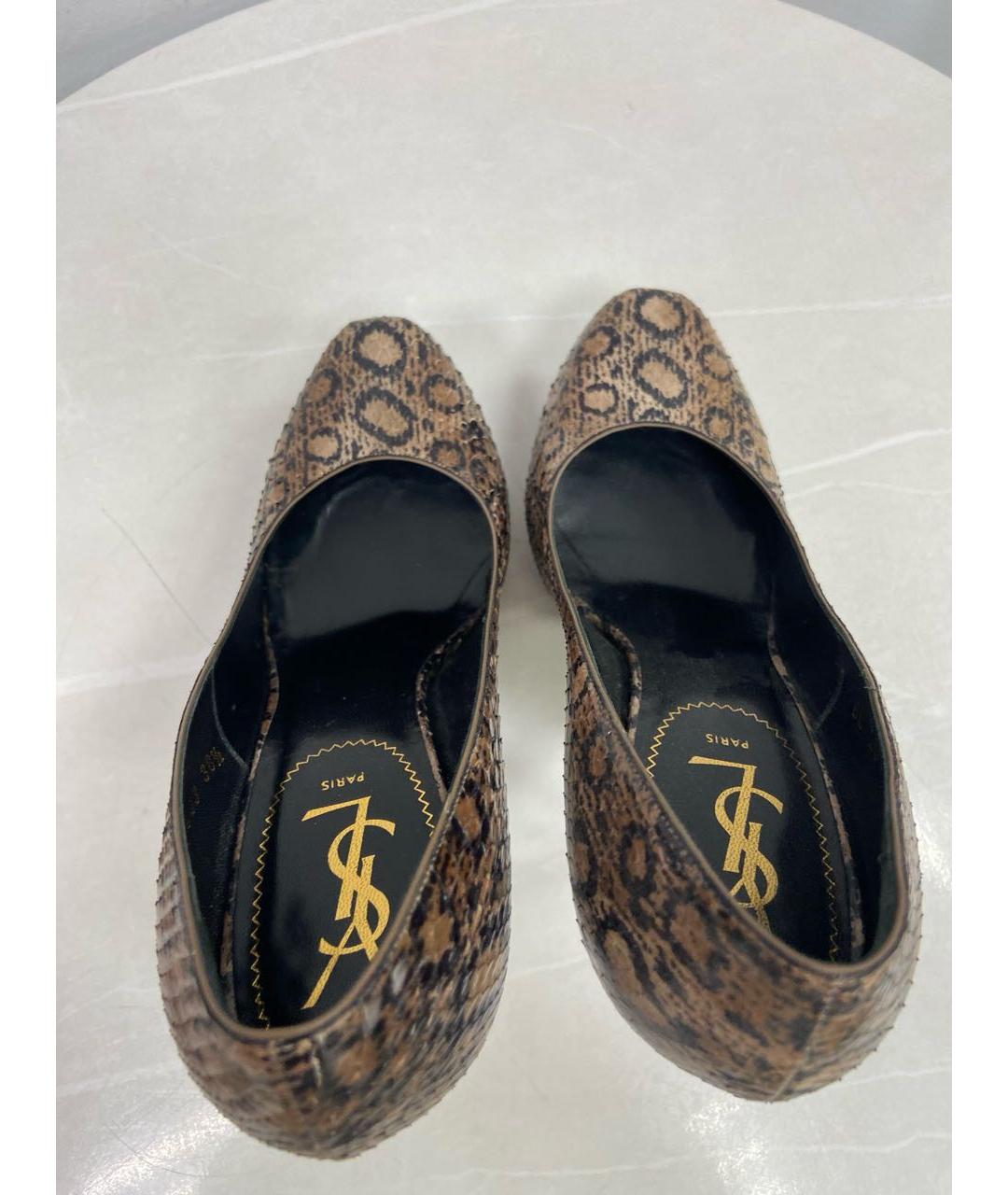 SAINT LAURENT Коричневые туфли из экзотической кожи, фото 3