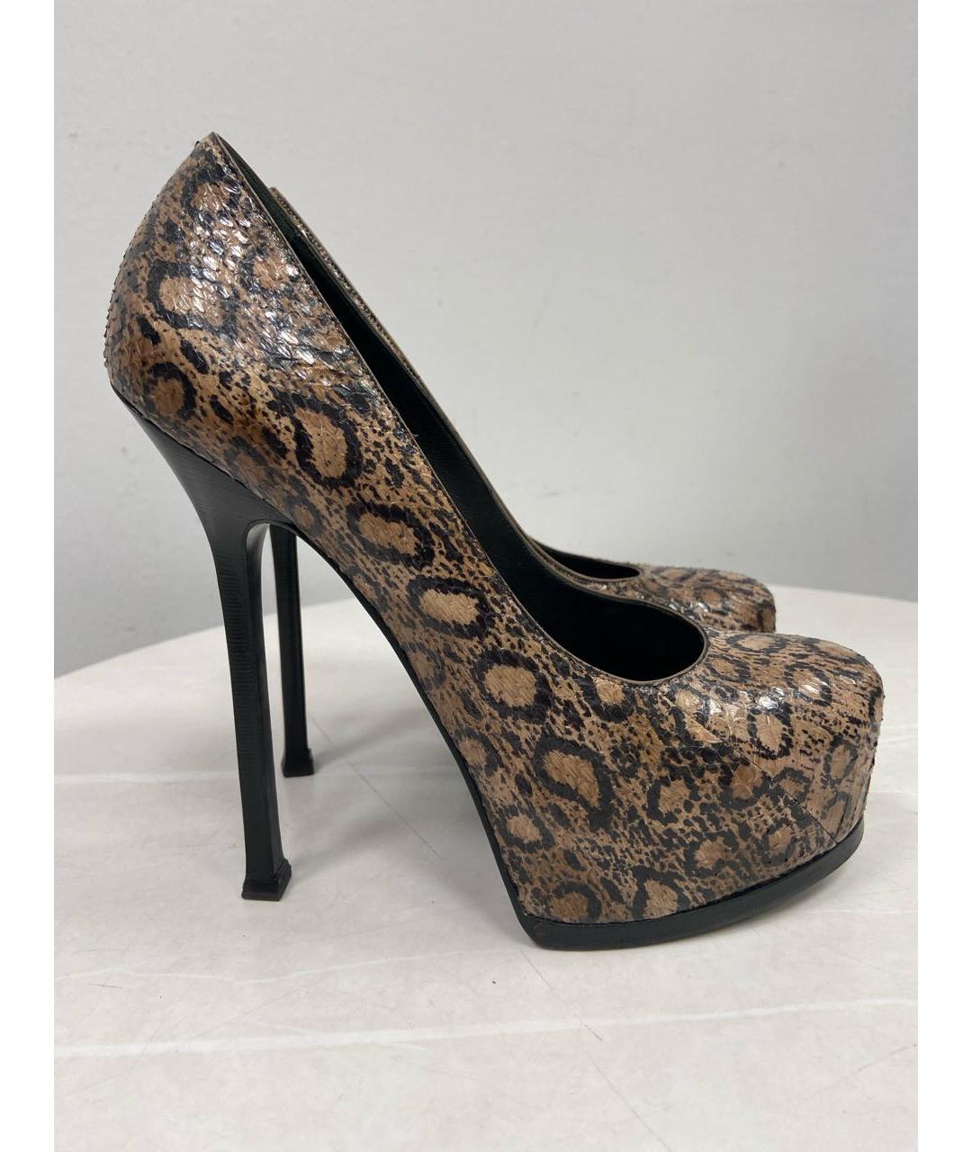 SAINT LAURENT Коричневые туфли из экзотической кожи, фото 9