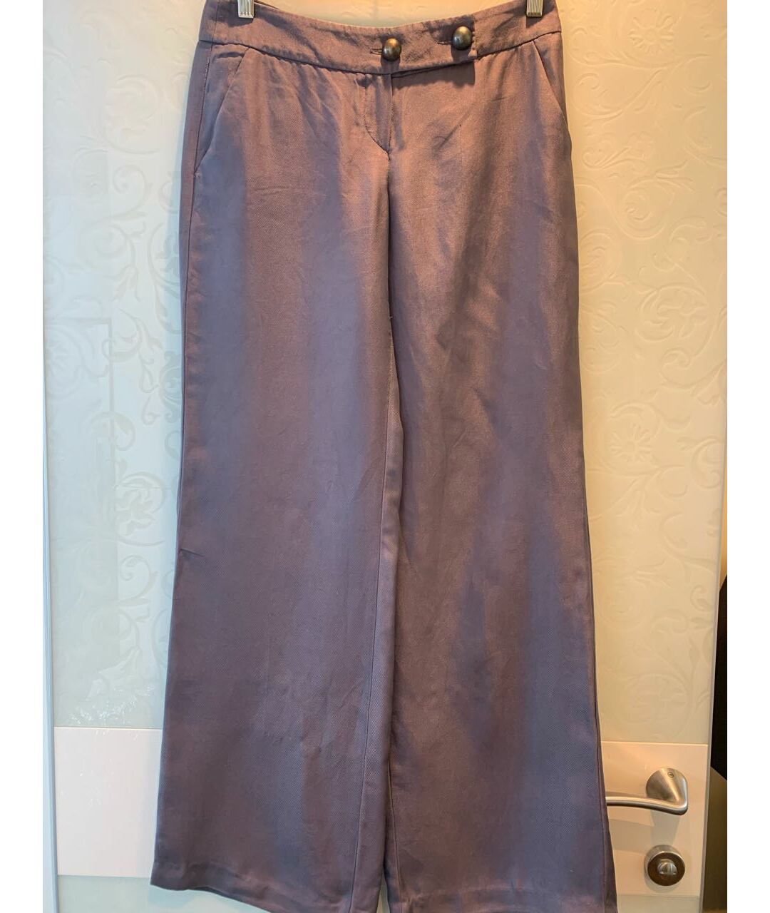 EMPORIO ARMANI Антрацитовые шелковые прямые брюки, фото 7