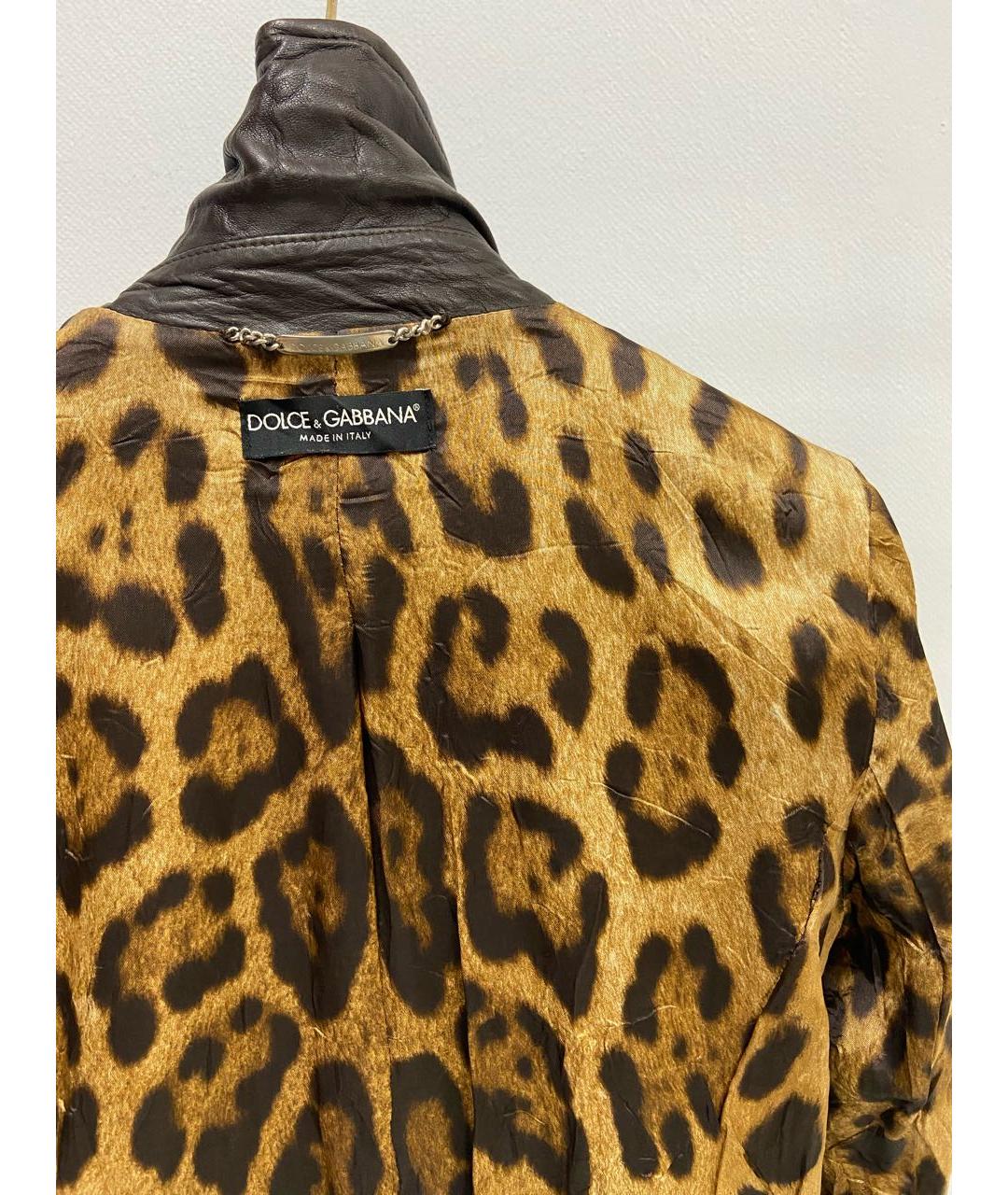 DOLCE&GABBANA Коричневая кожаная куртка, фото 3
