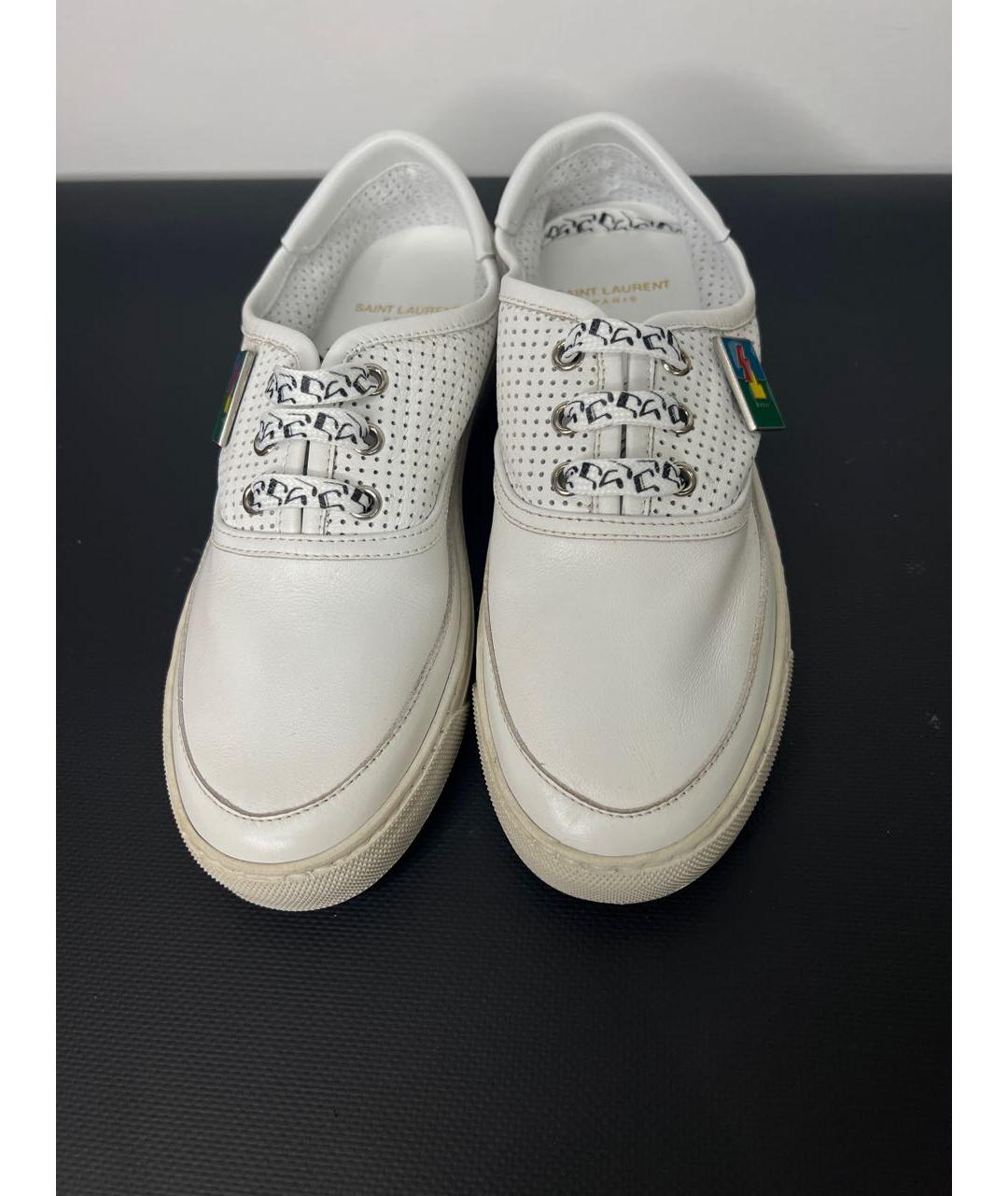 SAINT LAURENT Белые кожаные кроссовки, фото 2