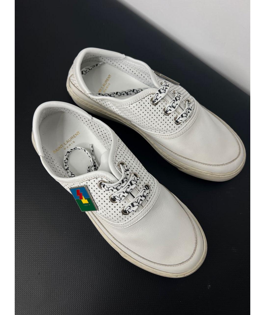 SAINT LAURENT Белые кожаные кроссовки, фото 5