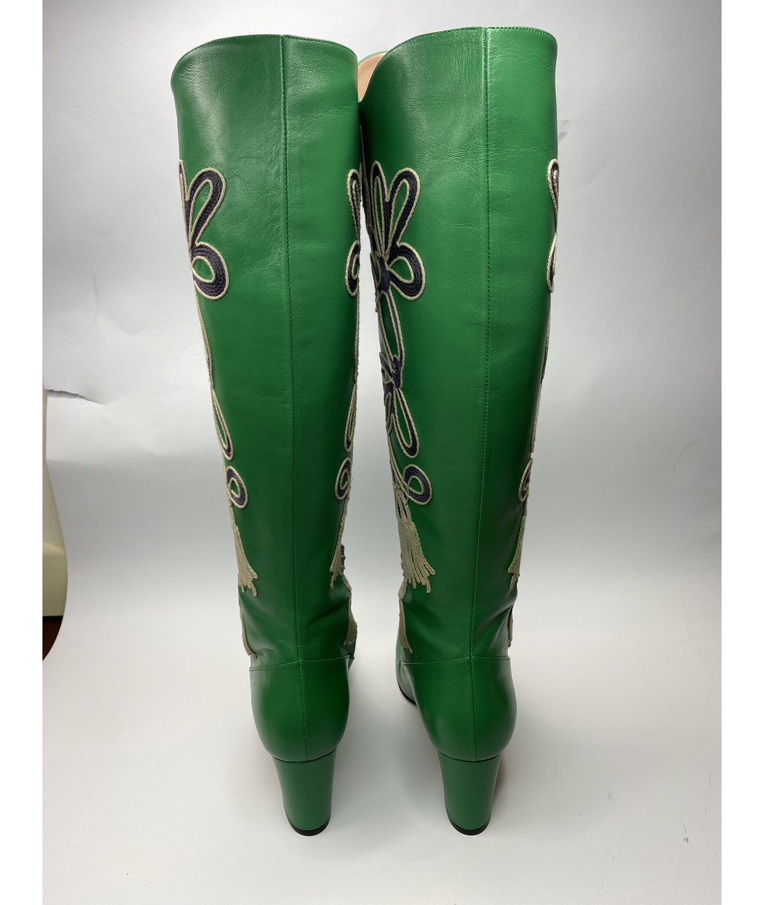 GUCCI Зеленые кожаные сапоги, фото 4