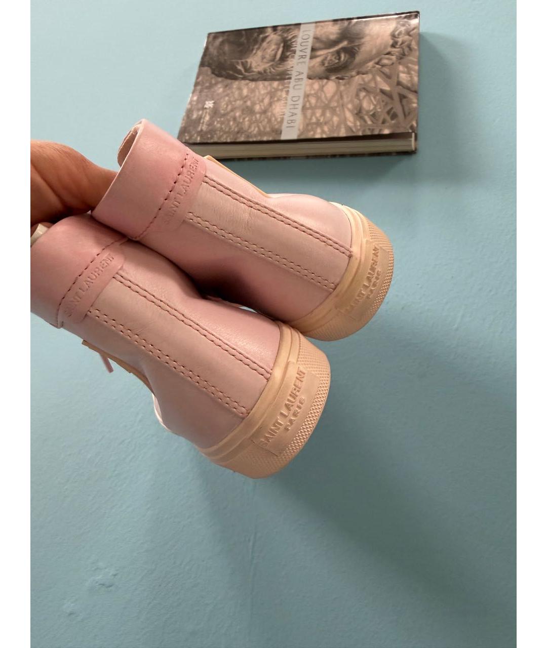SAINT LAURENT Розовые кожаные кеды, фото 4