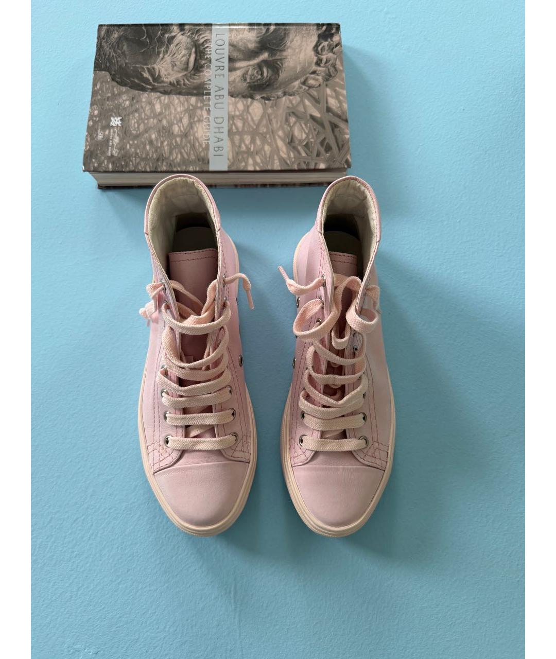 SAINT LAURENT Розовые кожаные кеды, фото 7